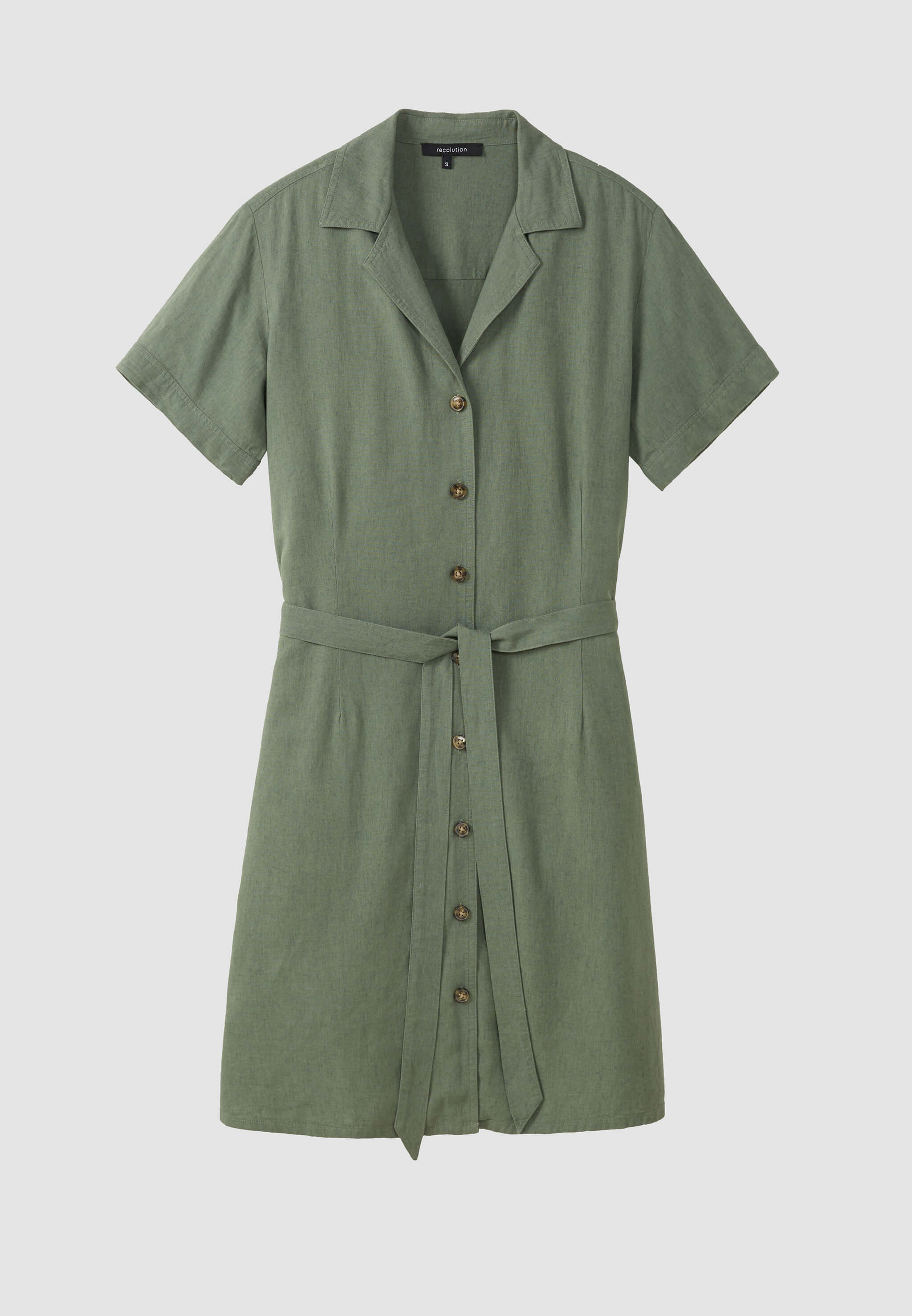 Recolution Yucca vestito in lino khaki traspirante