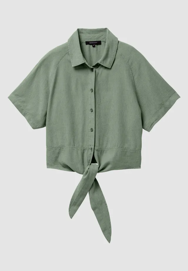 Recolution Ocra blusa in lino color kaki