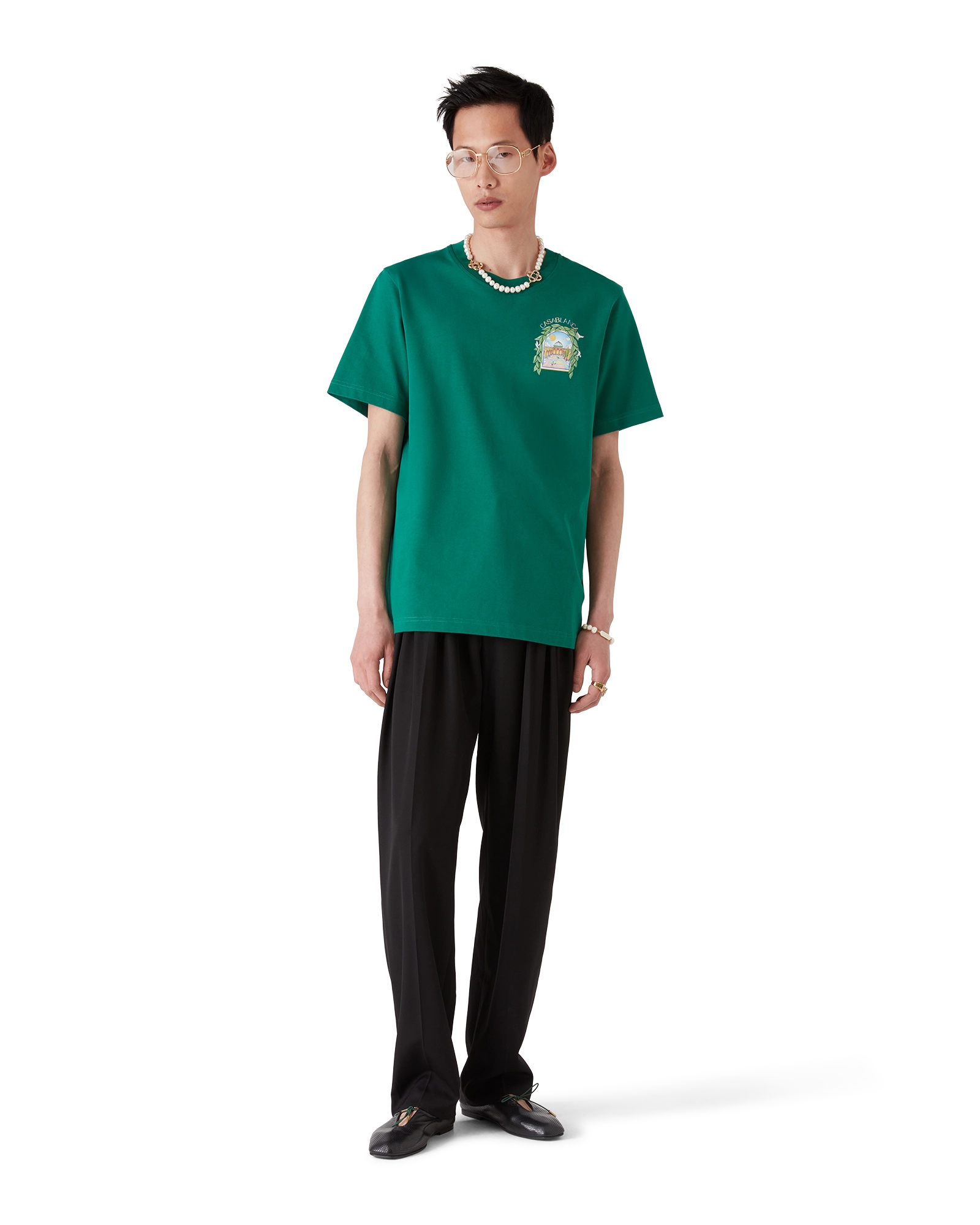 Casablanca L'Arche De Tennis t-shirt verde cotone