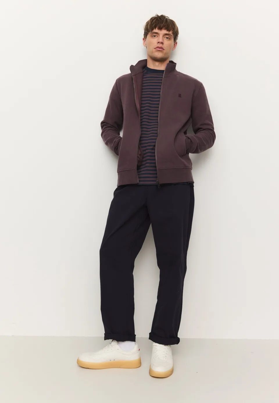 Recolution Camphor felpa con zip dark grape cotone bio