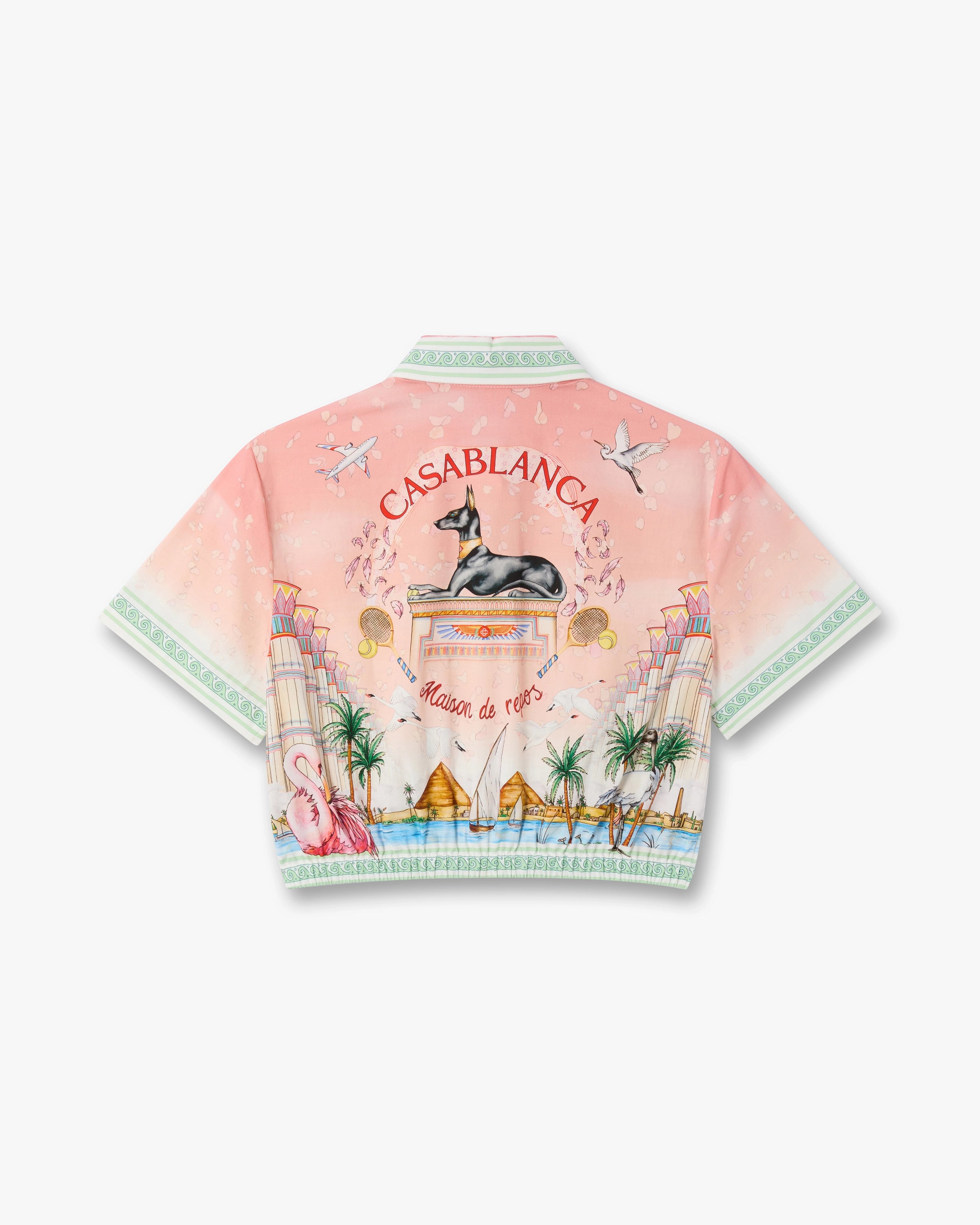 Casablanca Ethereal camicia cropped cotone rosa manica corta