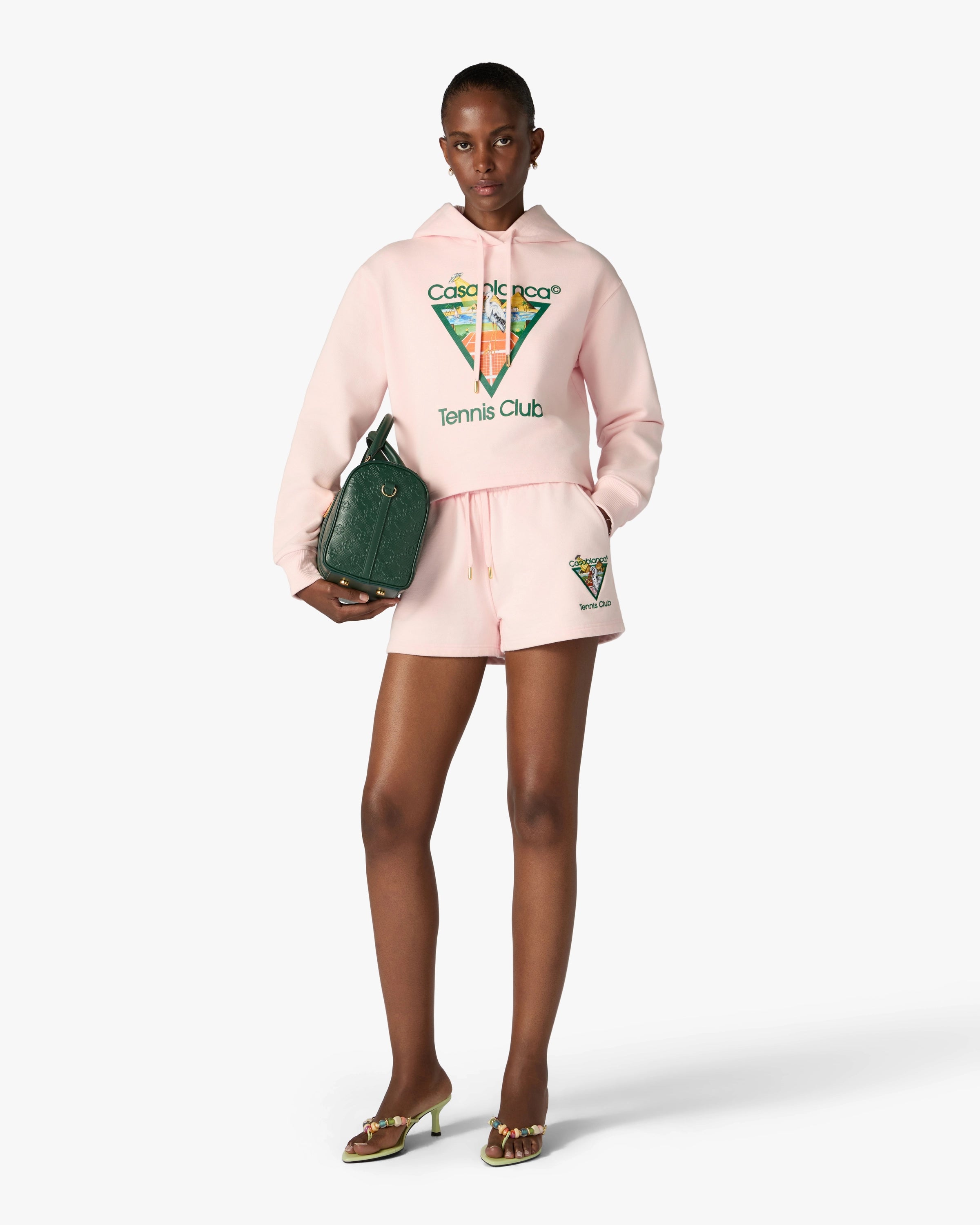 Casablanca Tennis Club felpa cappuccio rosa cropped