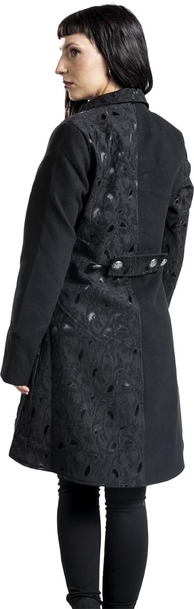 Gothicana by EMP cappotto donna nero fodera rossa broccato