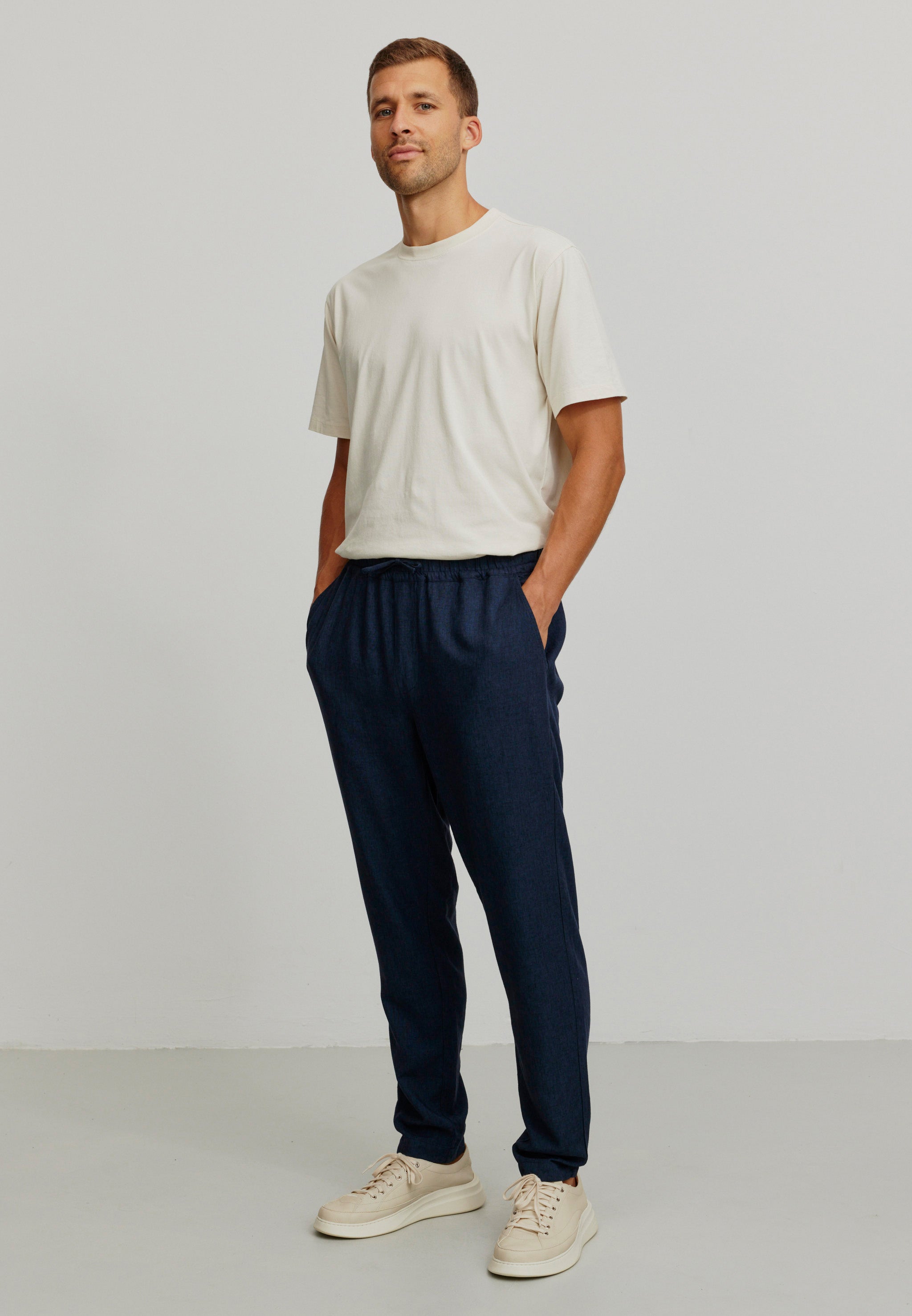 Recolution Tangelo pantaloni navy lino traspirante