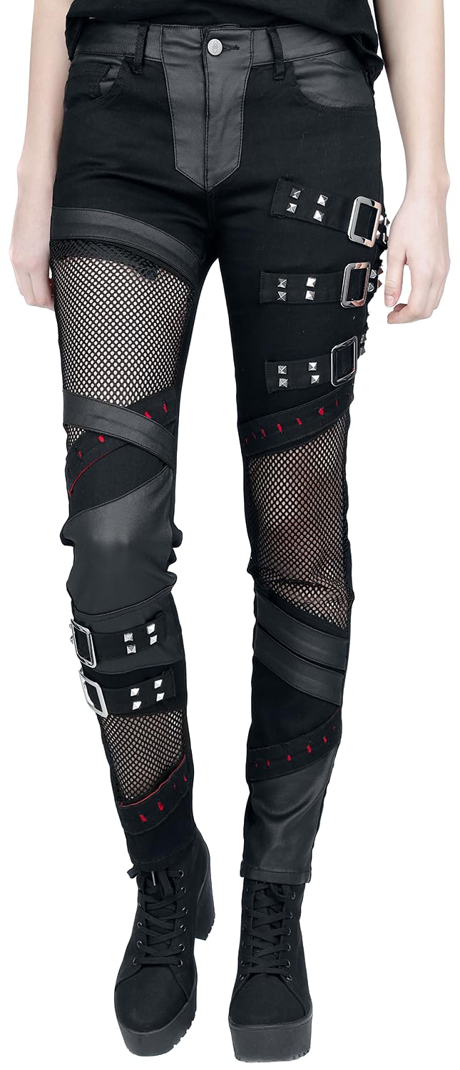 Gothicana by EMP Skarlett jeans donna nero mesh 31W/30L