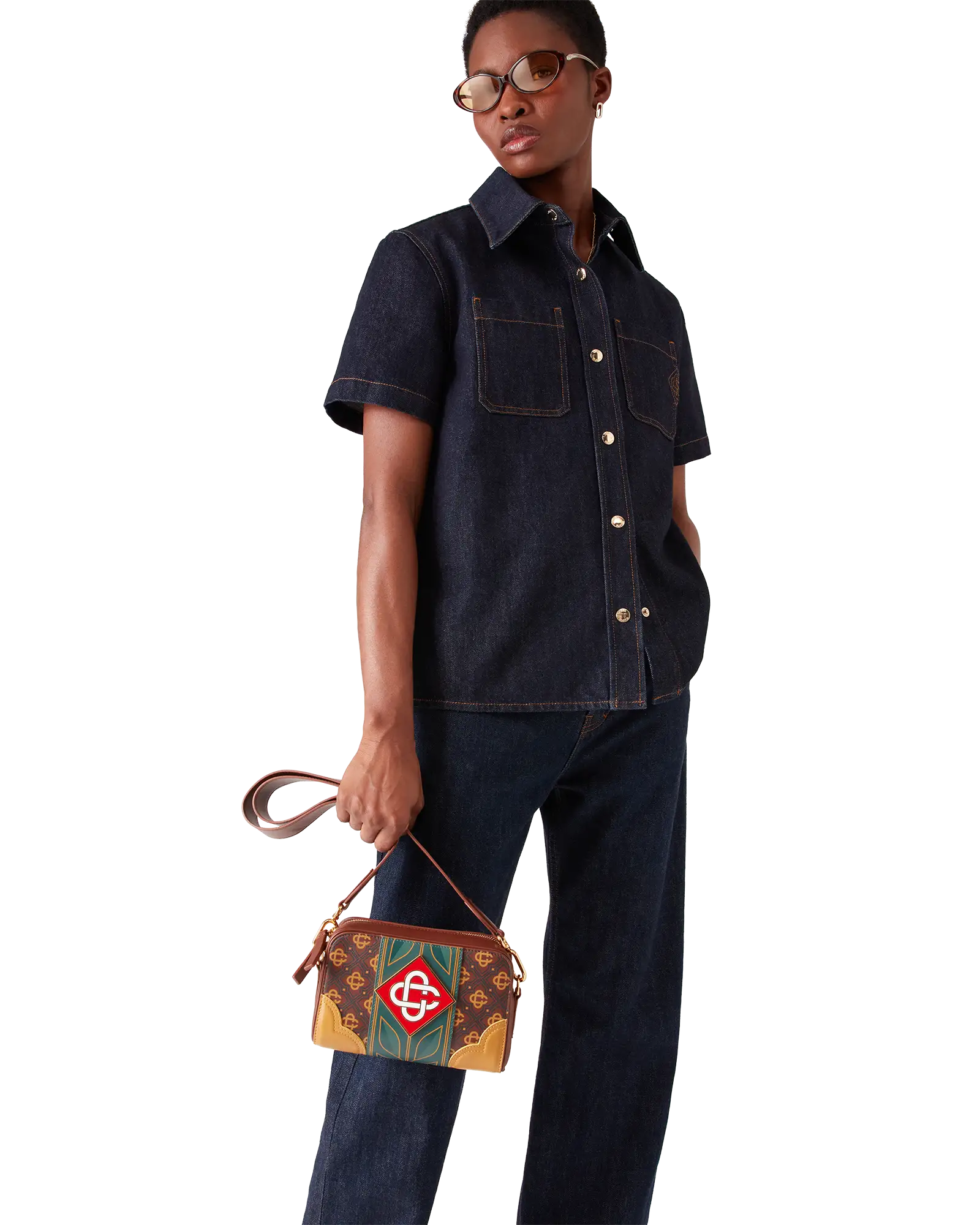 Casablanca Monogram borsa tracolla marrone pelle