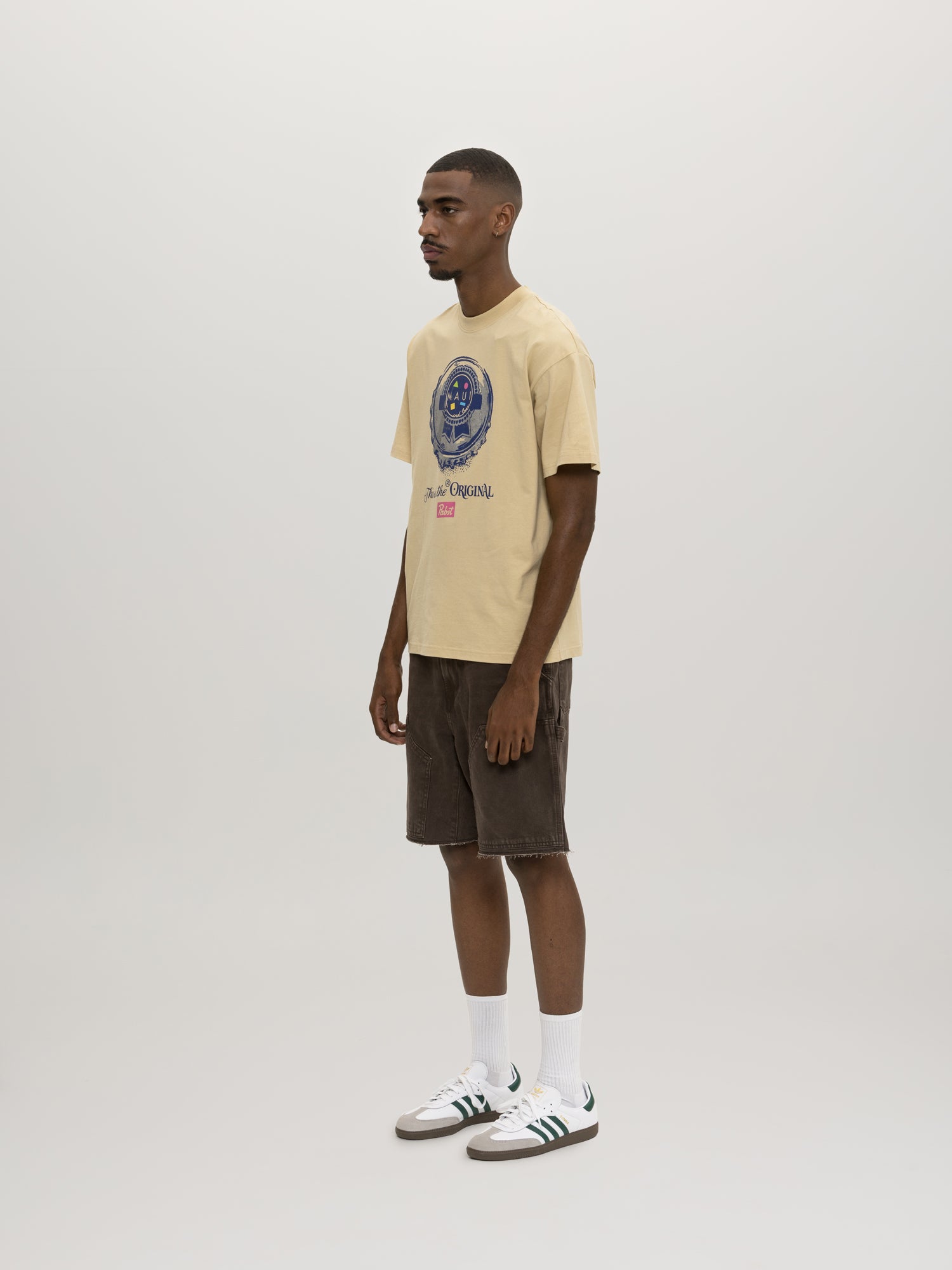 Maui and Sons Pabst Original T-Shirt Cotone Beige Grafica