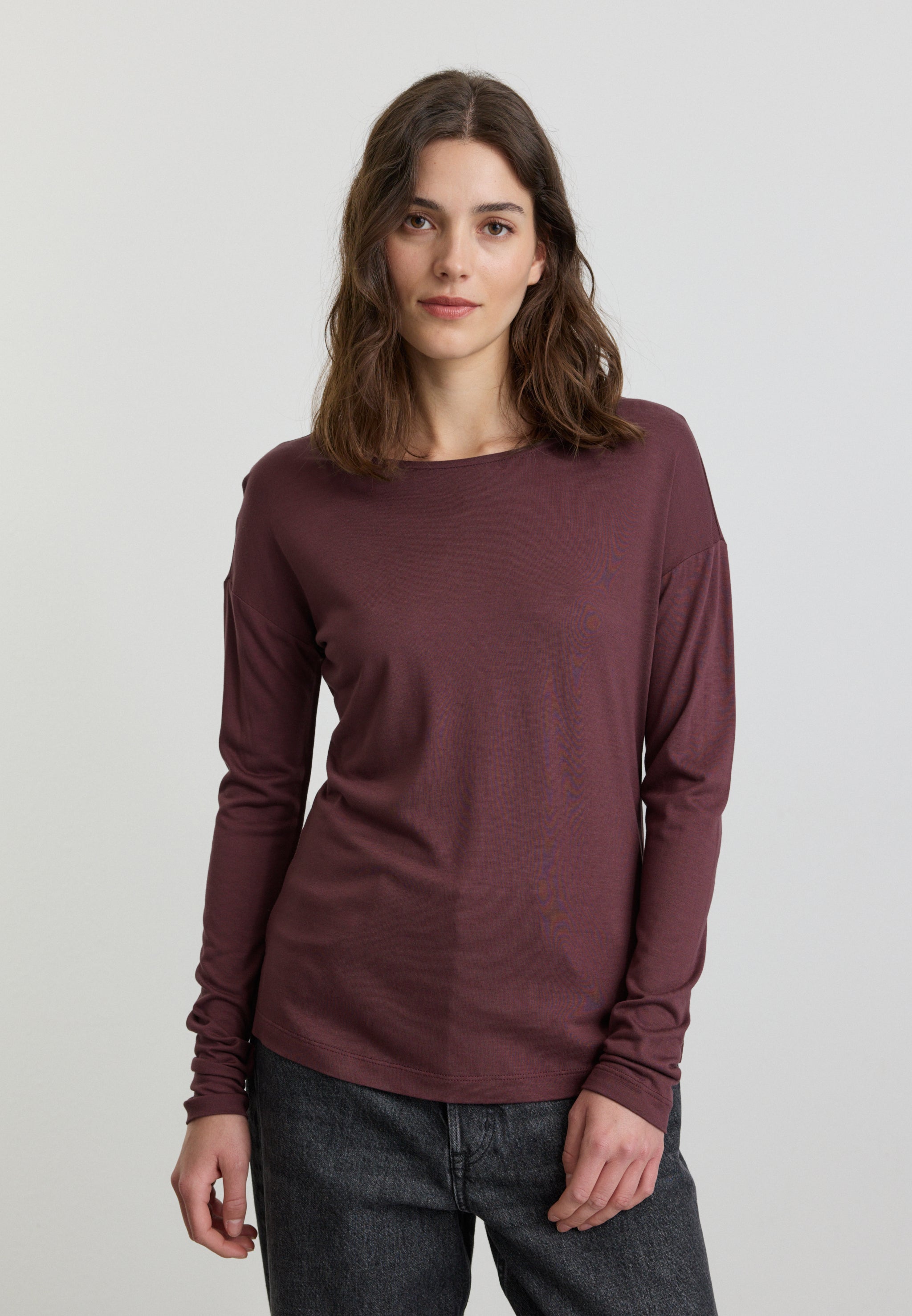 Recolution Fuchsia maglia manica lunga prugna in viscosa
