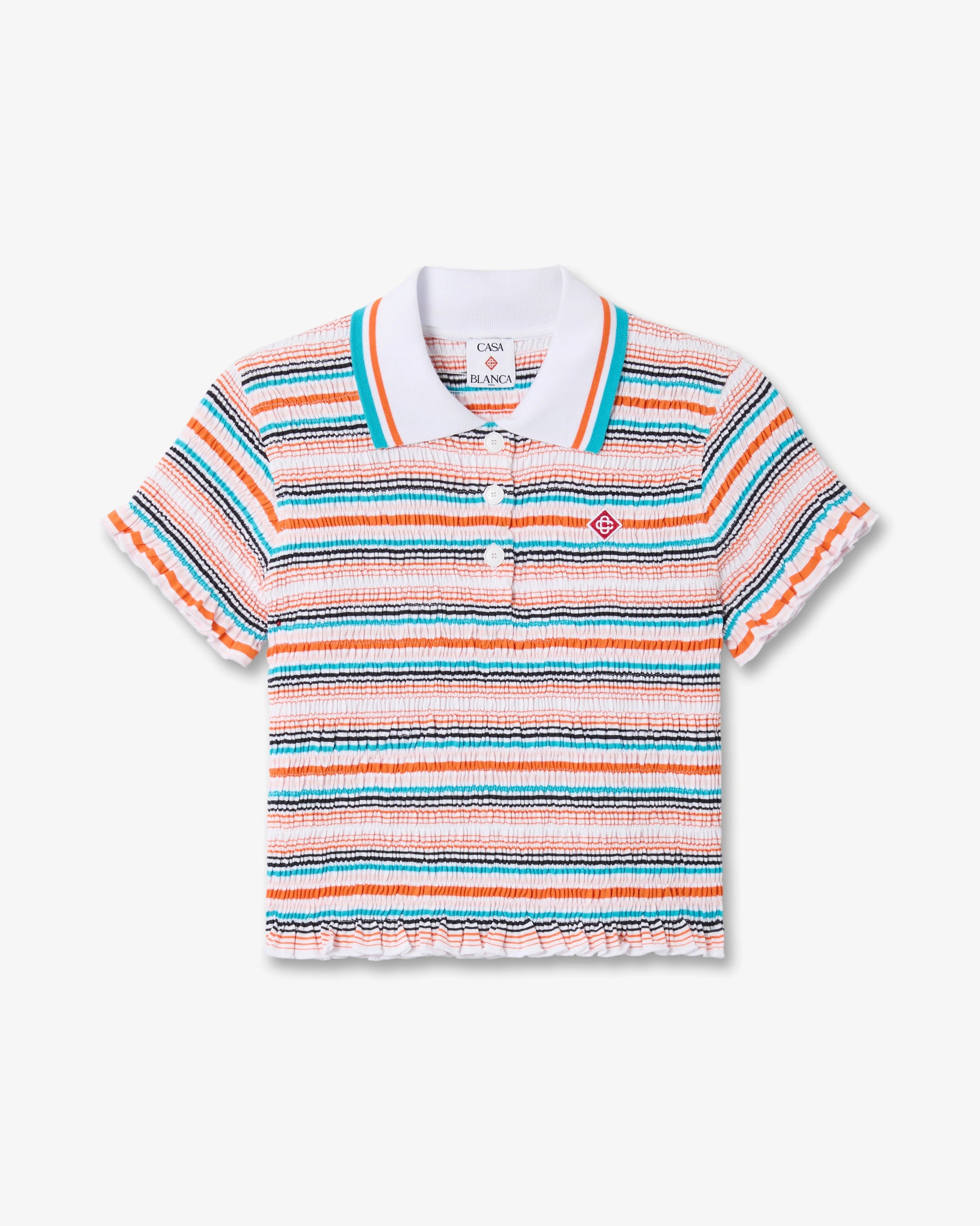 Casablanca polo donna cropped righe multicolore cotone bio