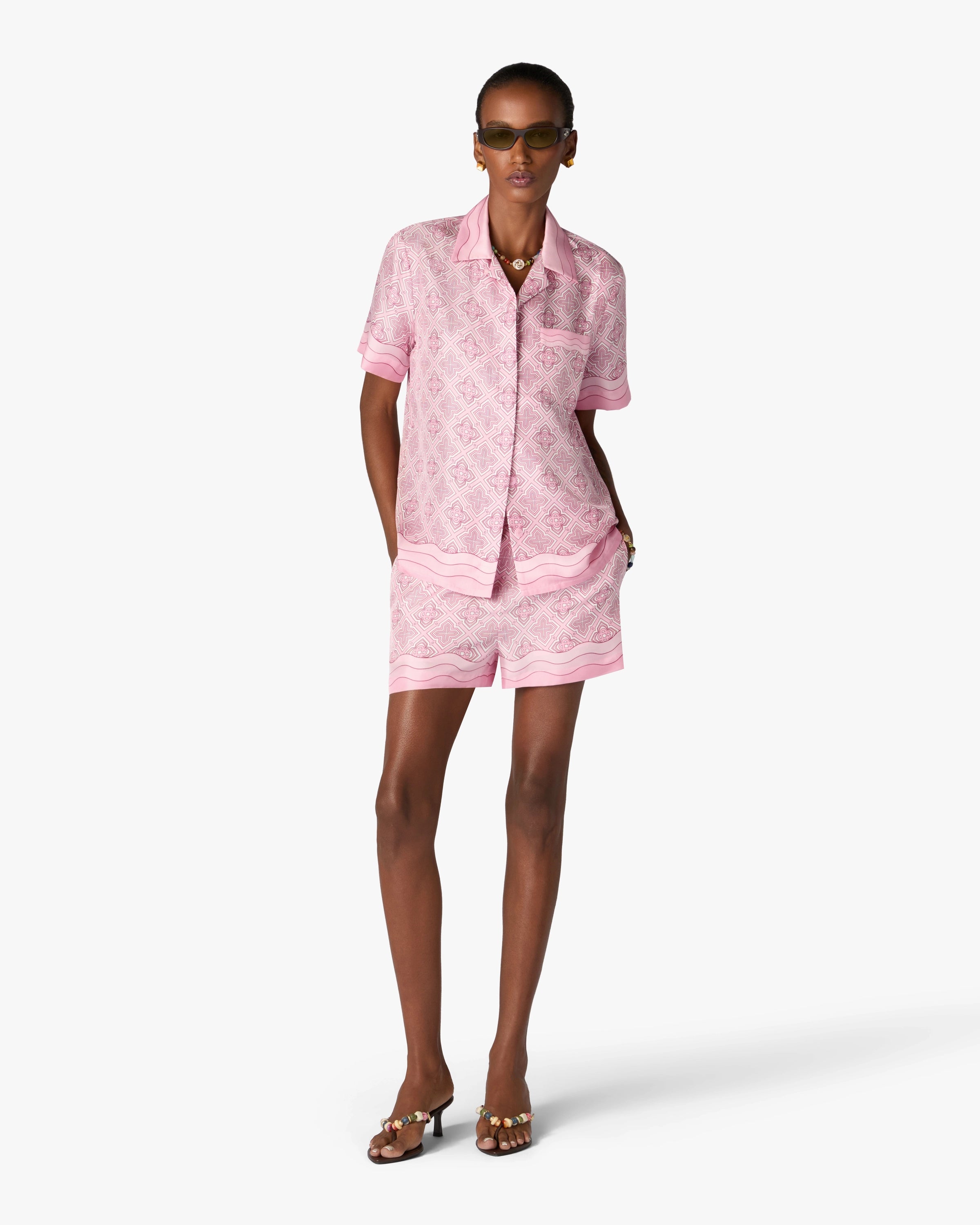 Casablanca Radiating Monogram Shorts rosa seta