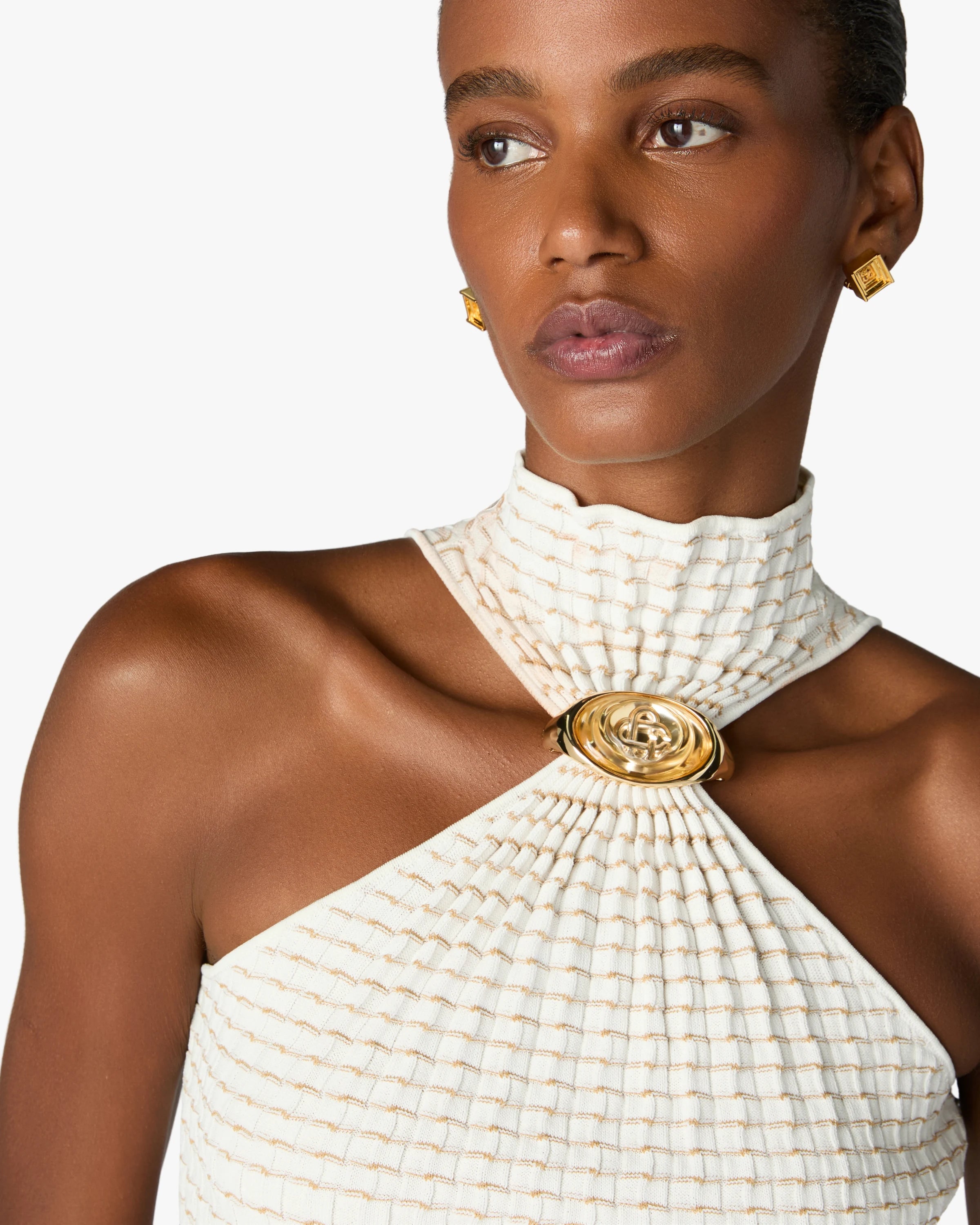 Casablanca Pleated Mosaic top donna bianco plissettato