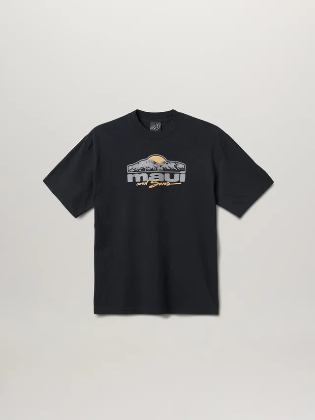 Maui and Sons Horizon t-shirt nera boxy in cotone