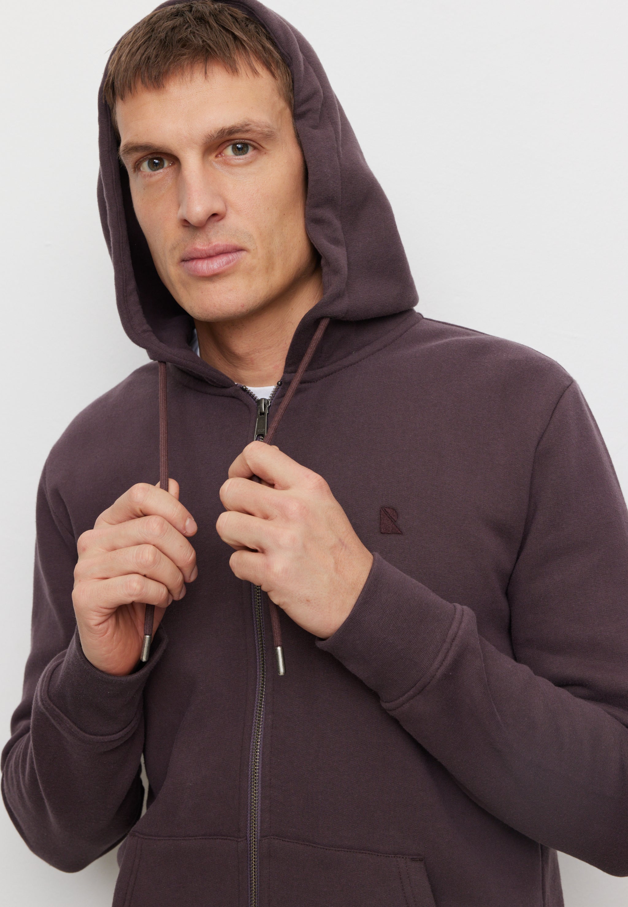 Recolution Birch felpa con zip dark grape cotone bio