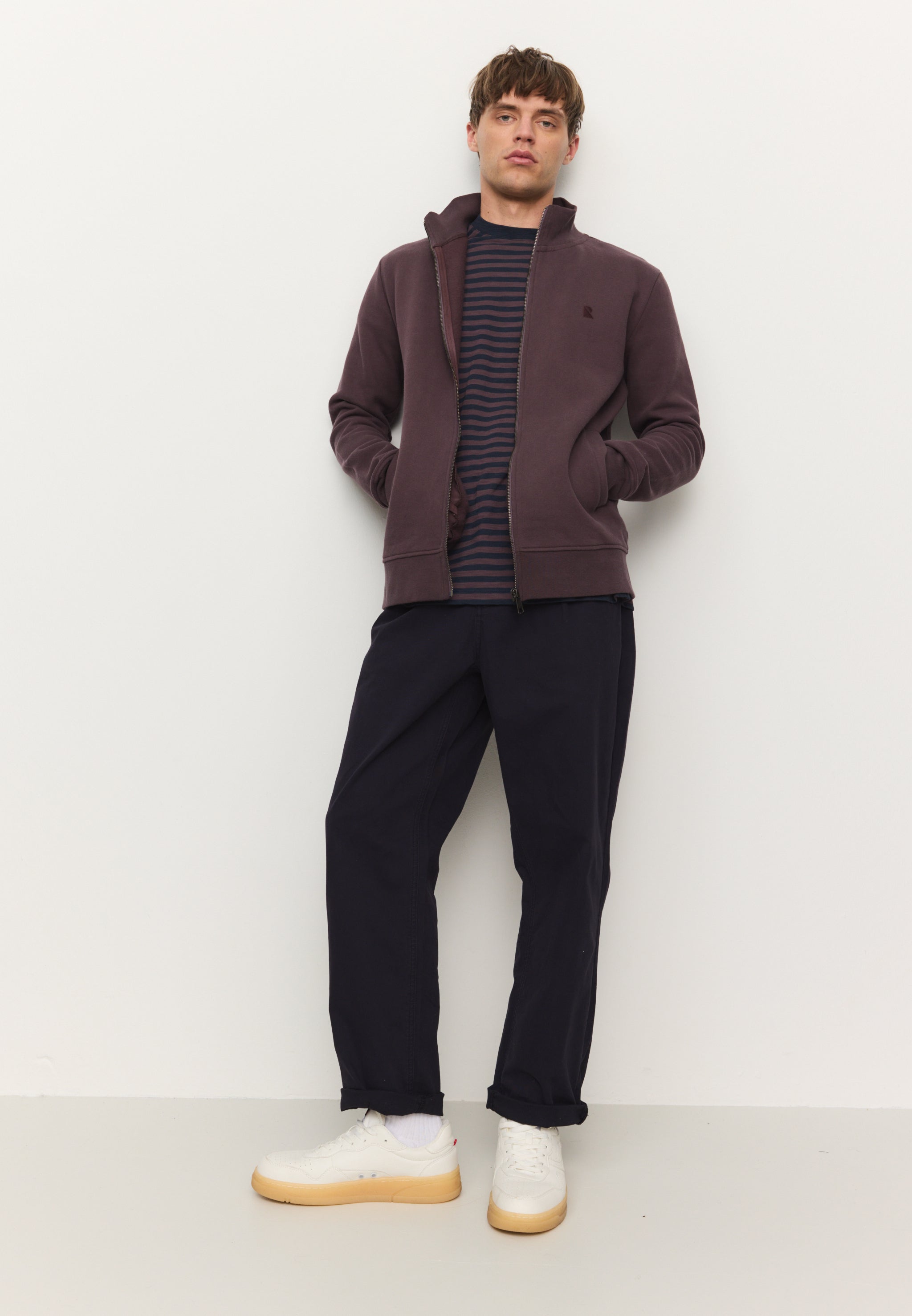 Recolution Camphor felpa con zip dark grape cotone bio