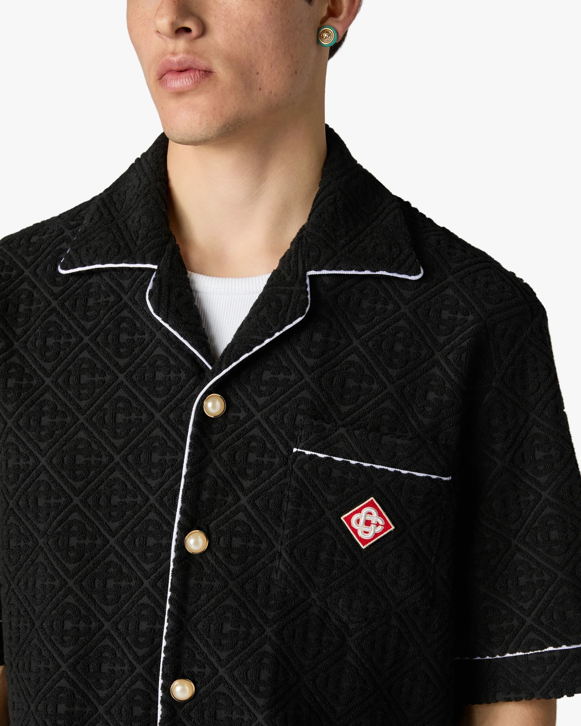 Casablanca Towelling Monogram camicia nera spugna monogram