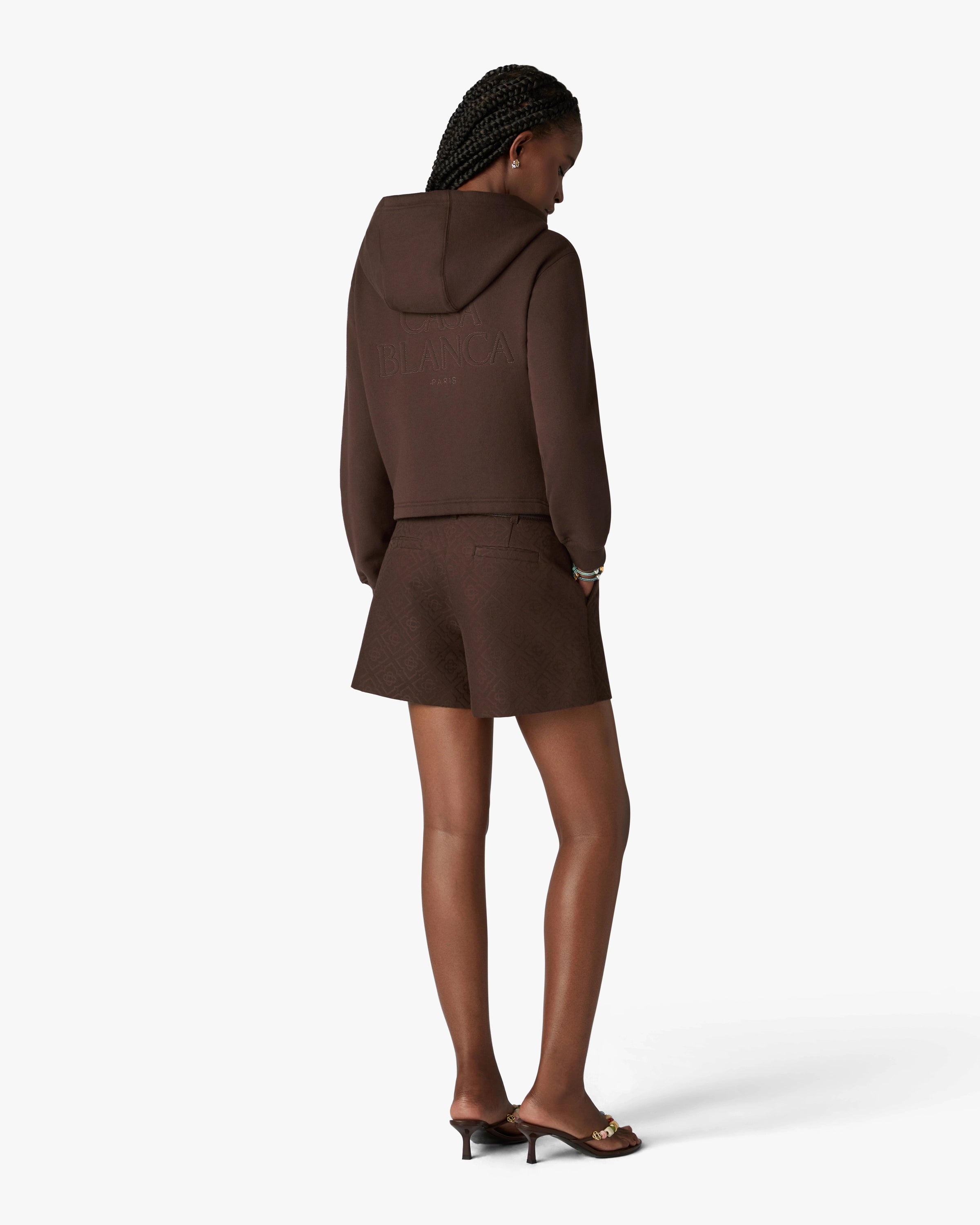 Casablanca Cropped felpa zip marrone cashmere