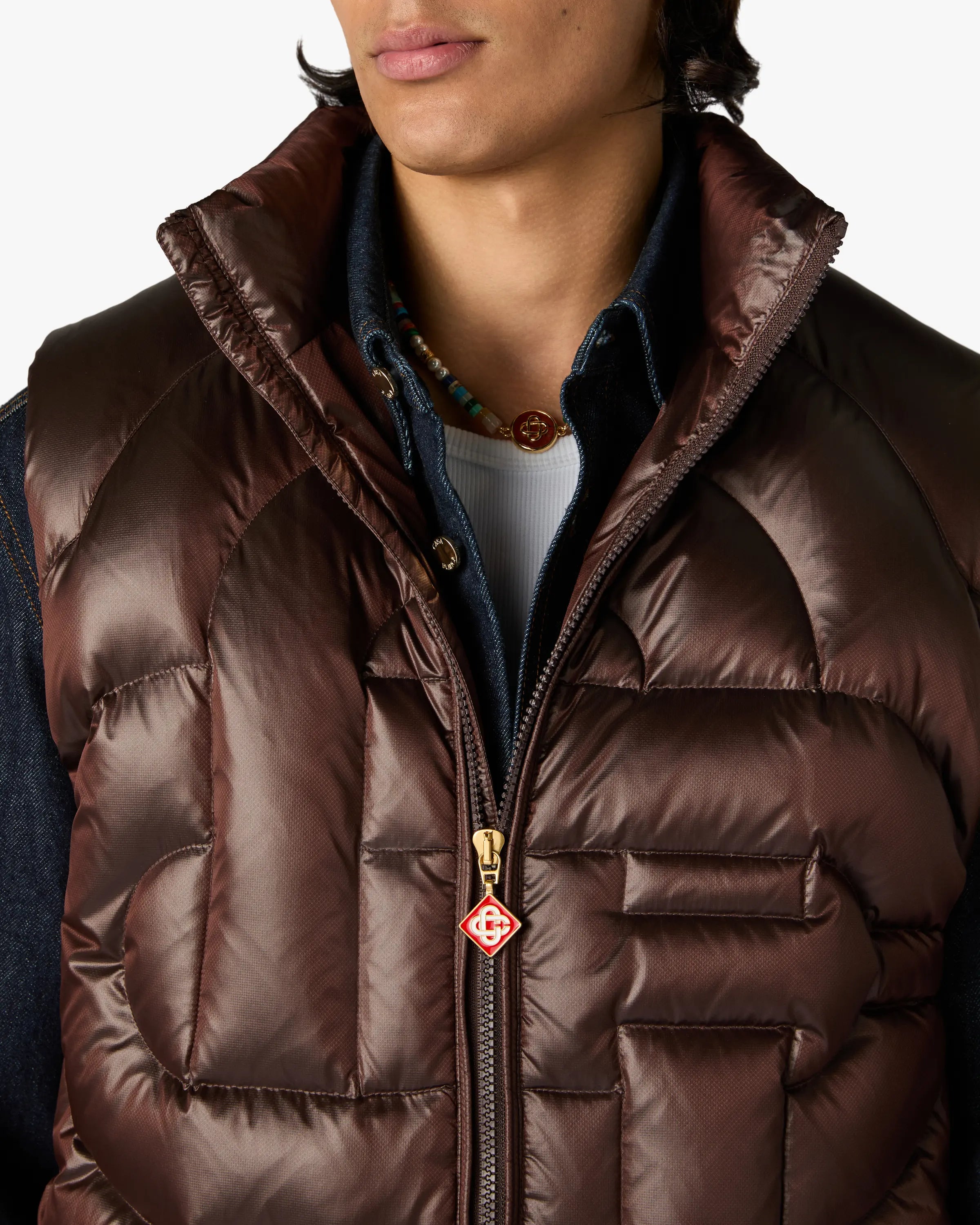 Casablanca Diamond Monogram gilet imbottito piumino marrone