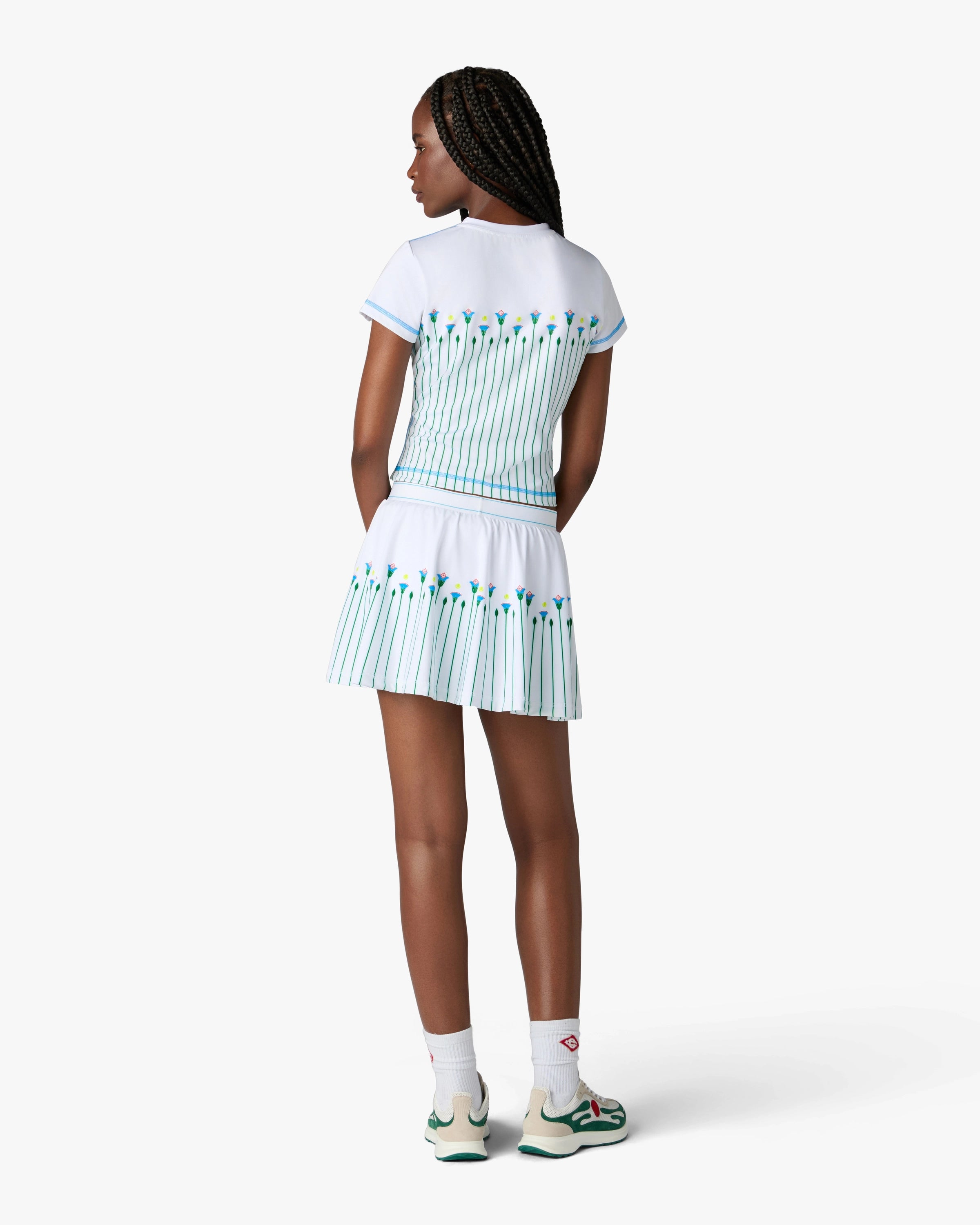 Casablanca White Floral Stripe top tennis bianco zip