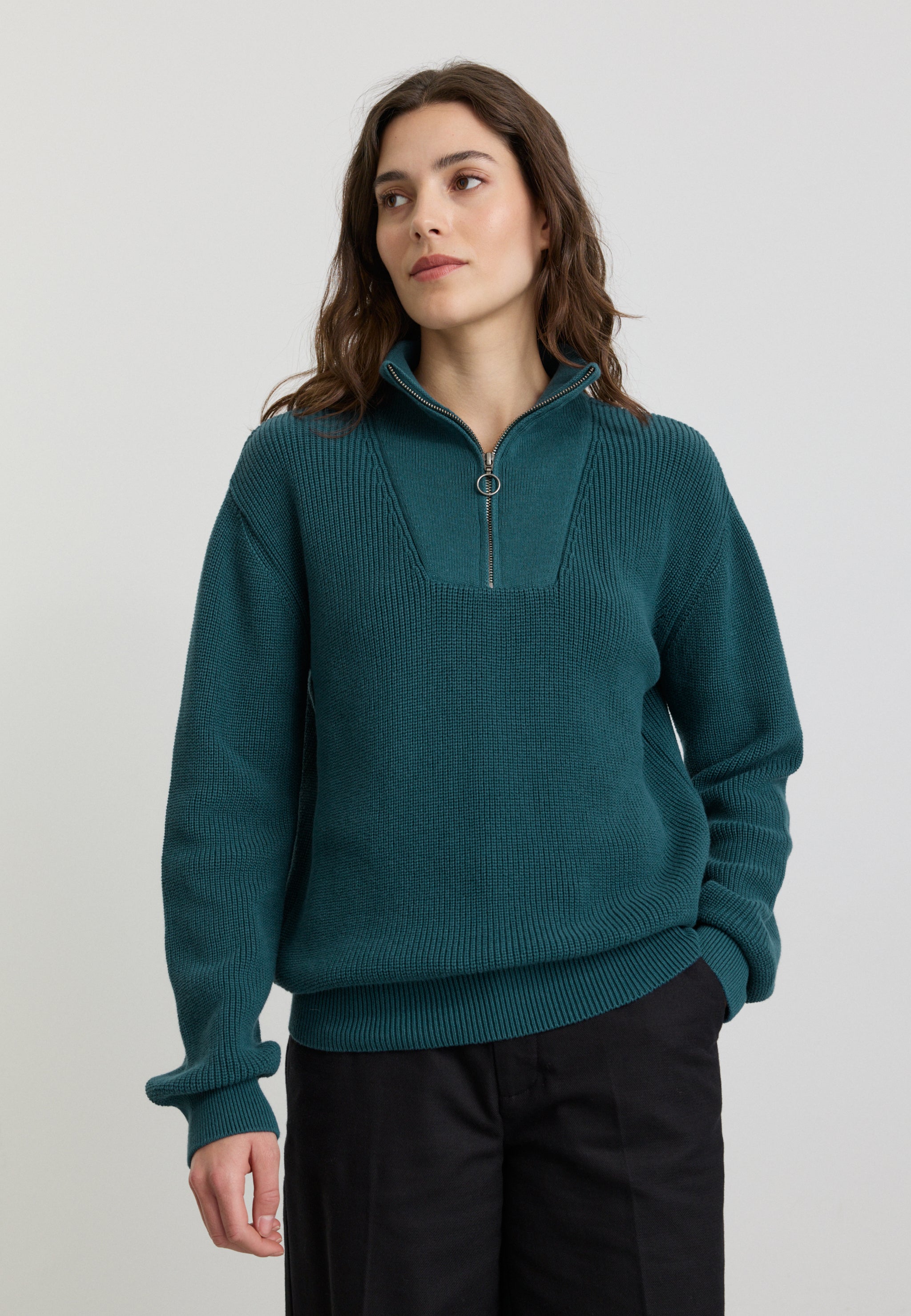 Recolution NIGELLA maglione deep lake blue cotone bio troyer