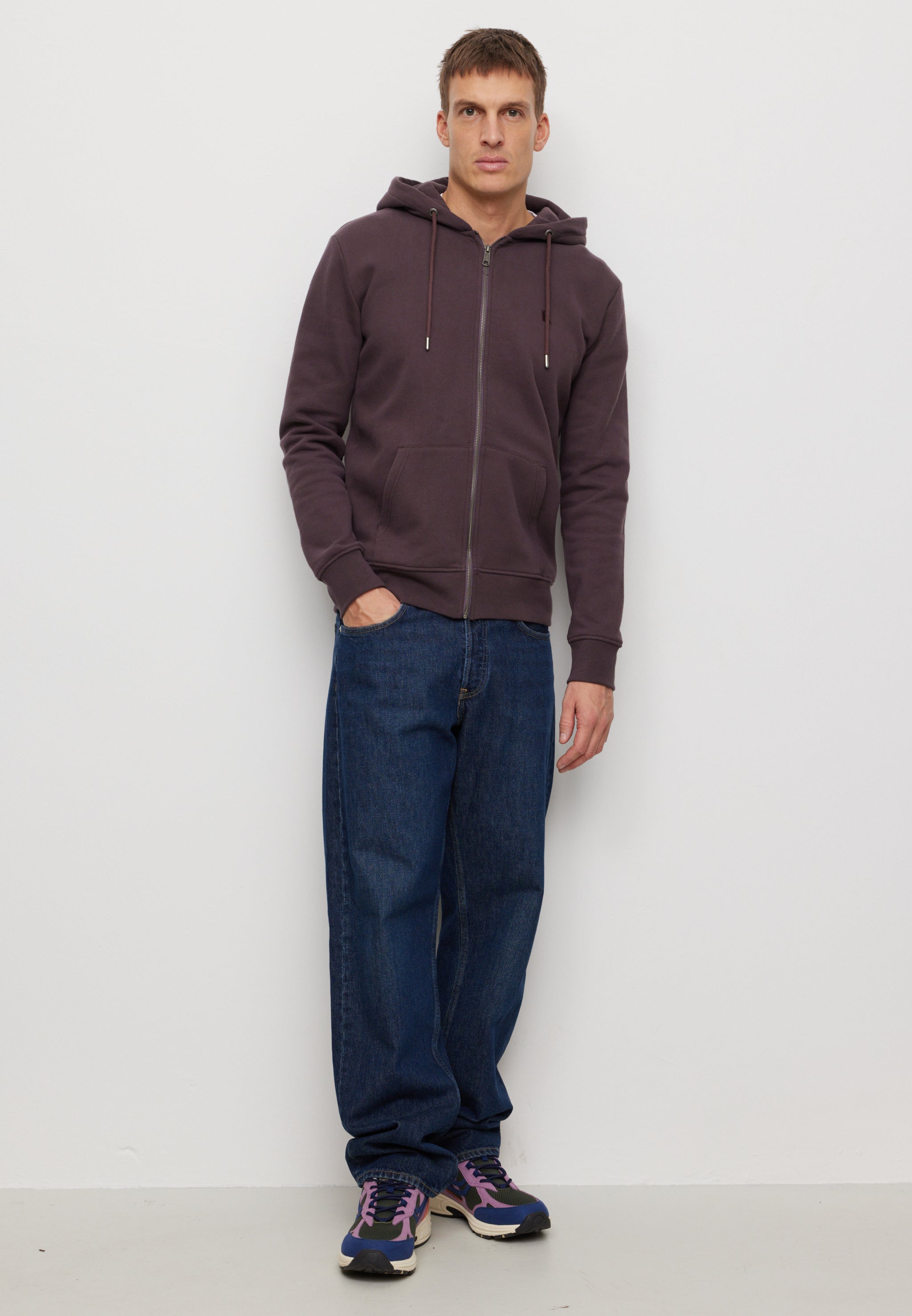 Recolution Birch felpa con zip dark grape cotone bio