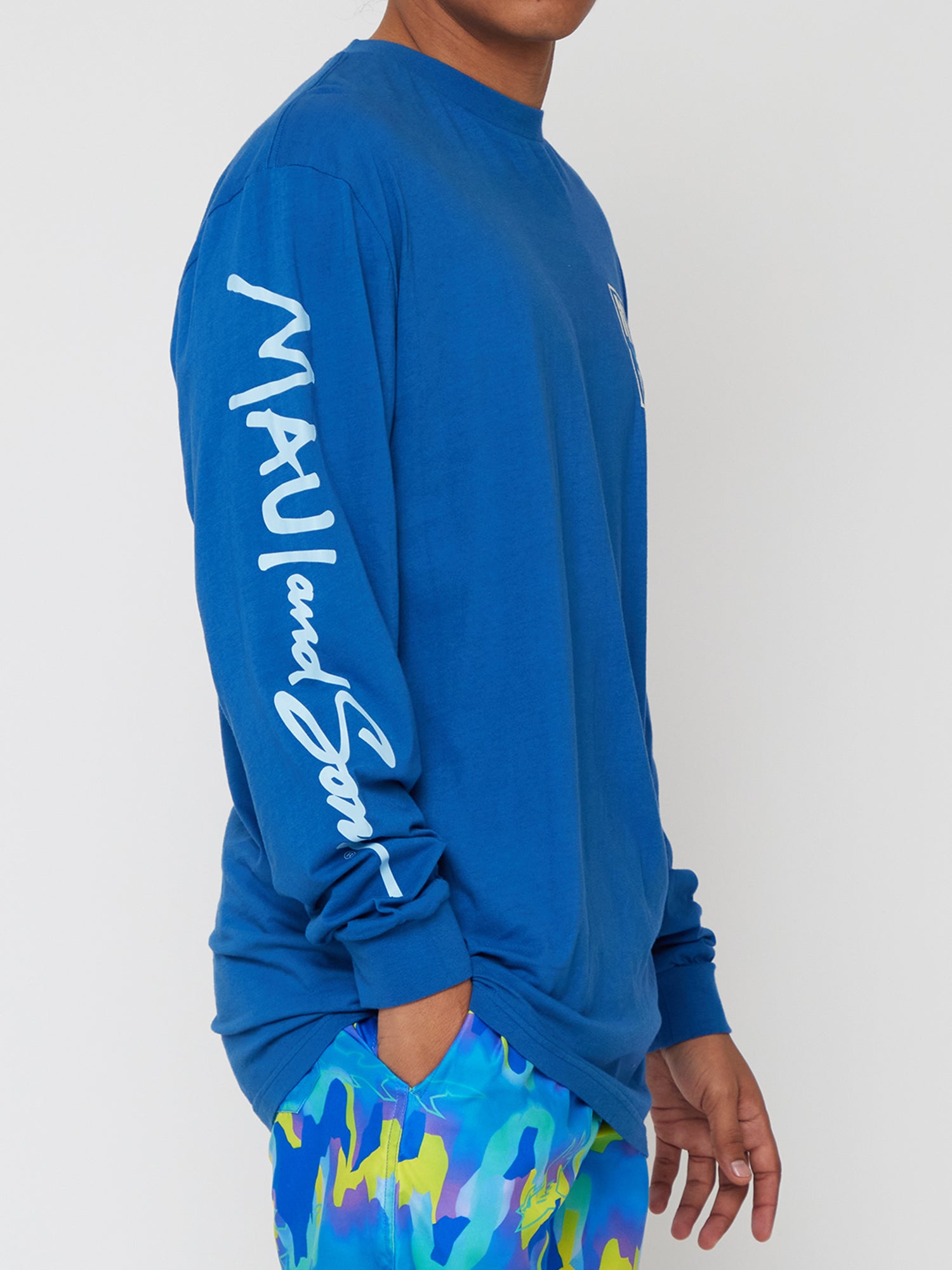 Maui and Sons Psych Surfer Long Sleeve maglia blu cotone