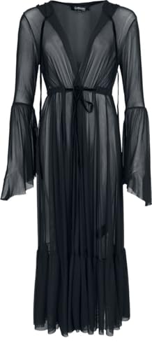 Gothicana Vailed in Darkness Dramatic Hooded Duster cardigan nero XL cappuccio