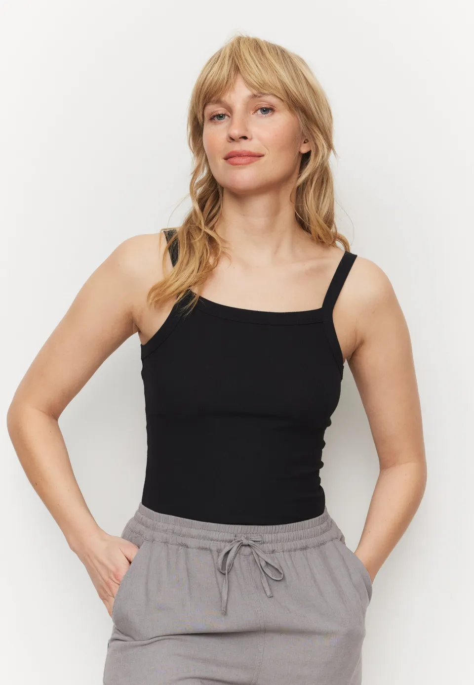 Recolution Daisy top donna black cotone e modal elasticizzato