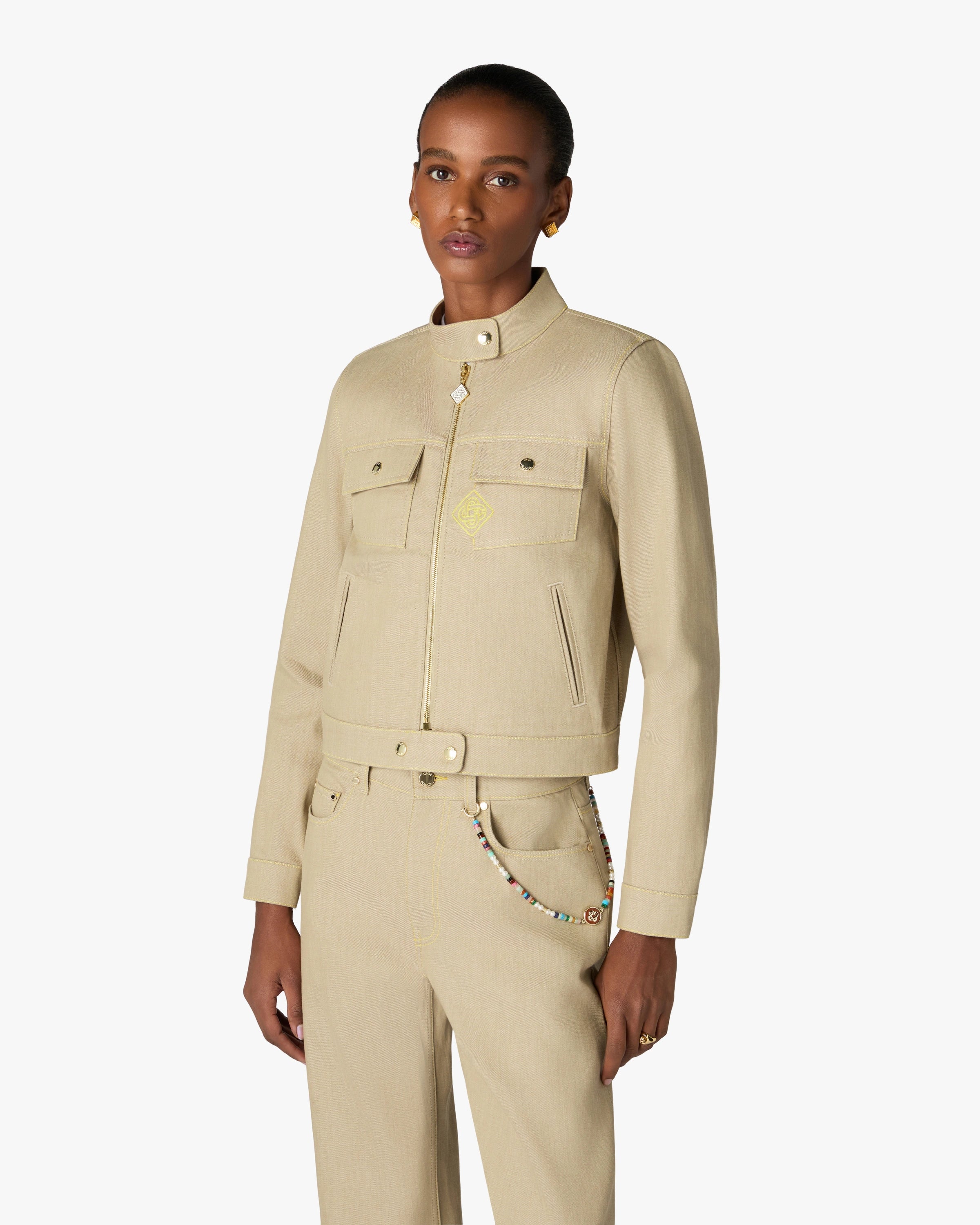 Casablanca Beige Desert Canvas giacca denim beige cotone