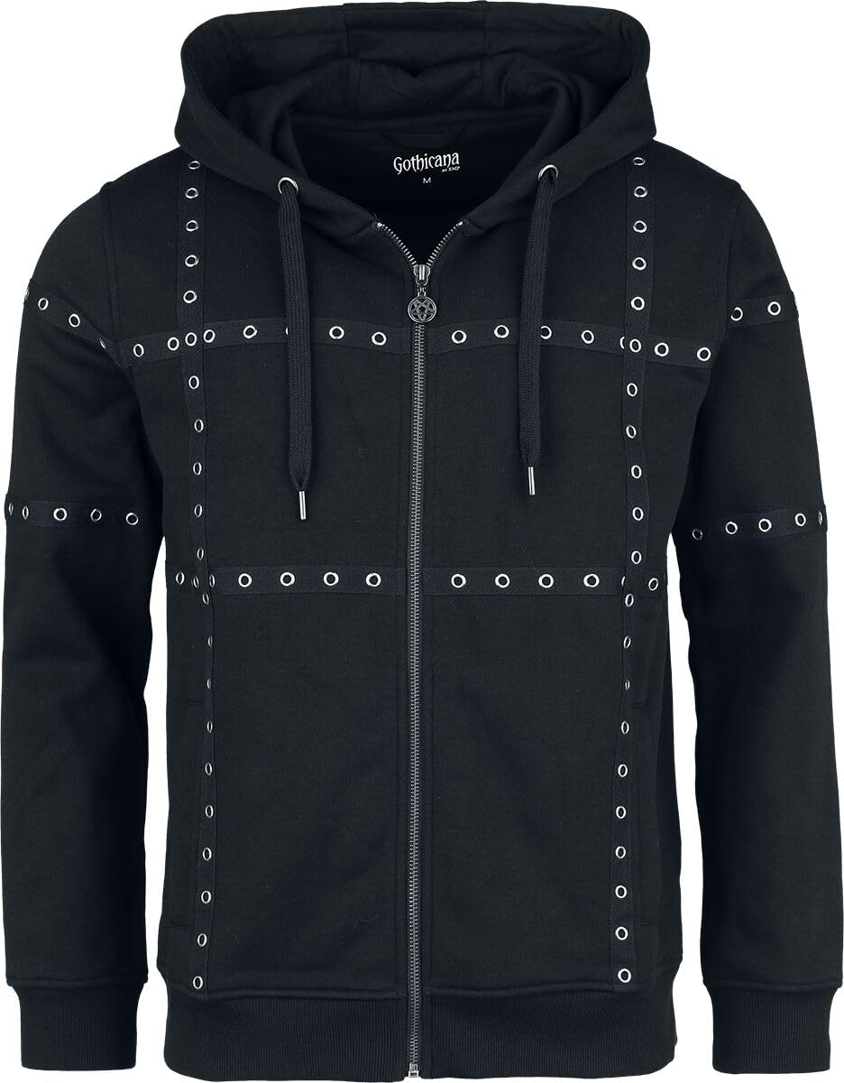 Gothicana by EMP Felpa uomo nera zip interno felpato