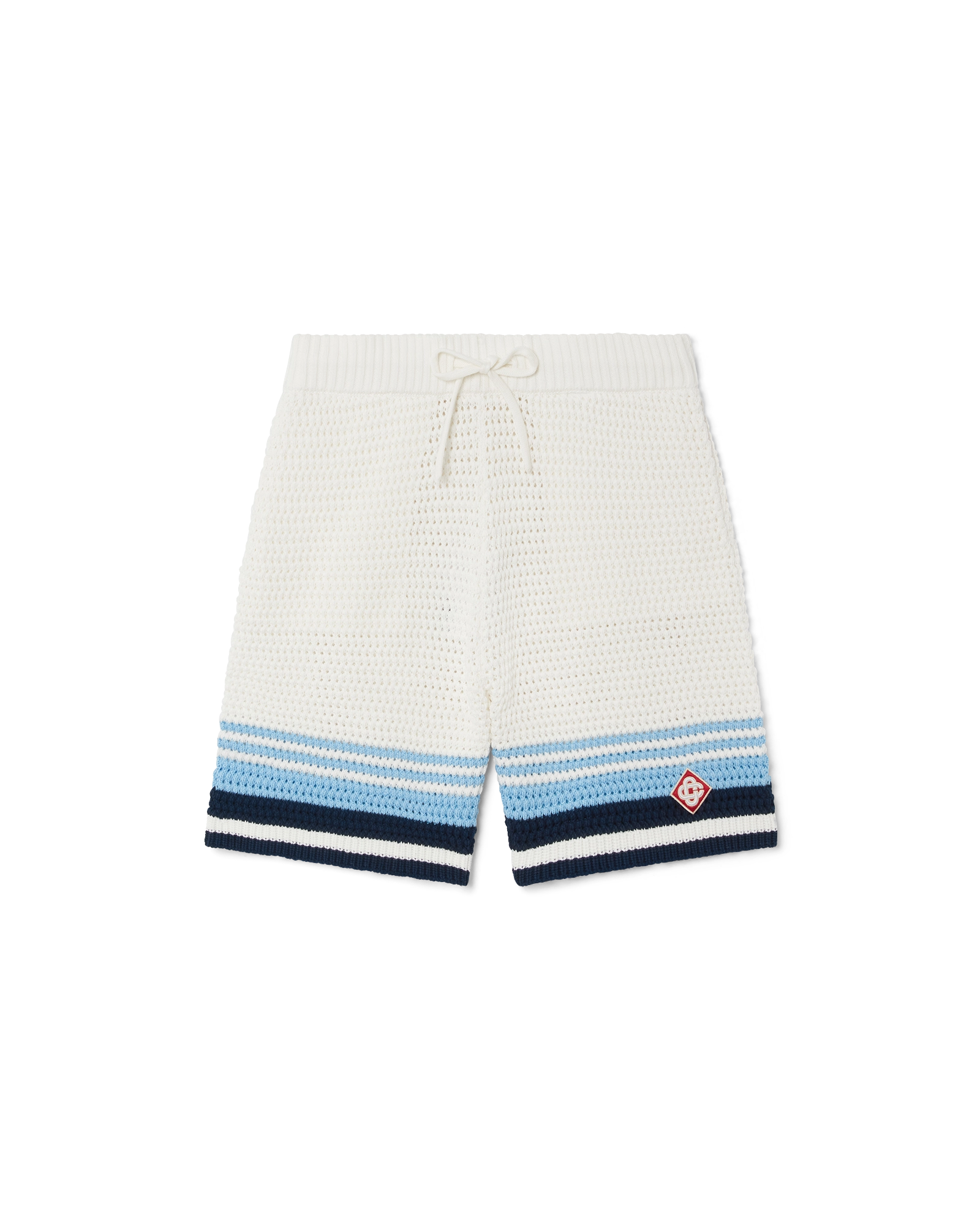 Casablanca Tennis shorts uncinetto bianco blu cotone