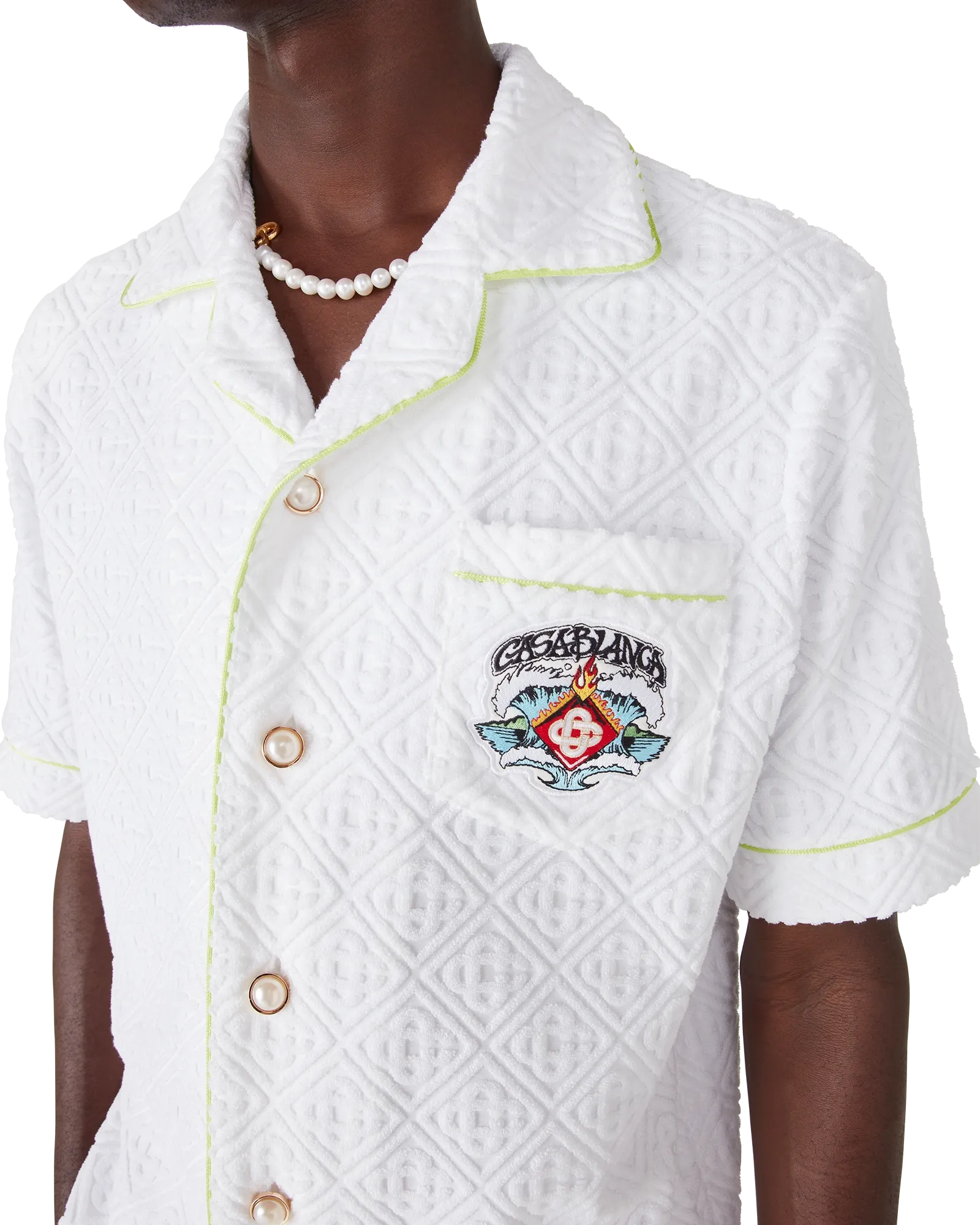 Casablanca Towelling camicia bianca spugna ricamata