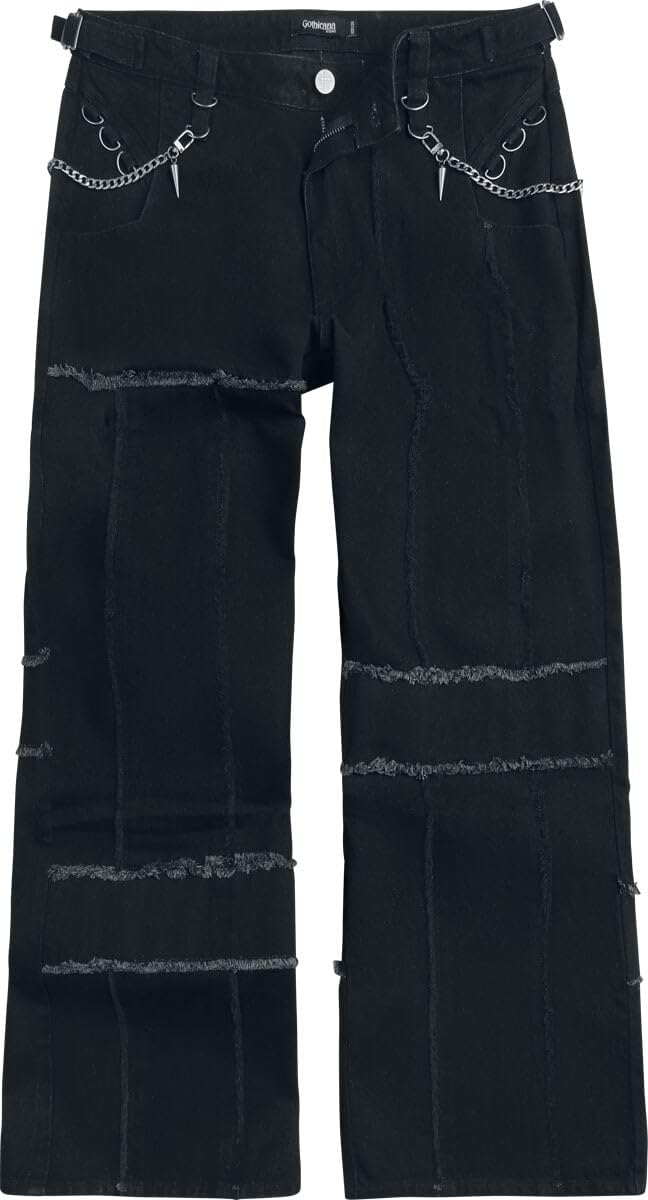 Gothicana by EMP Jeans Neri Uomo Catene 34W/32L