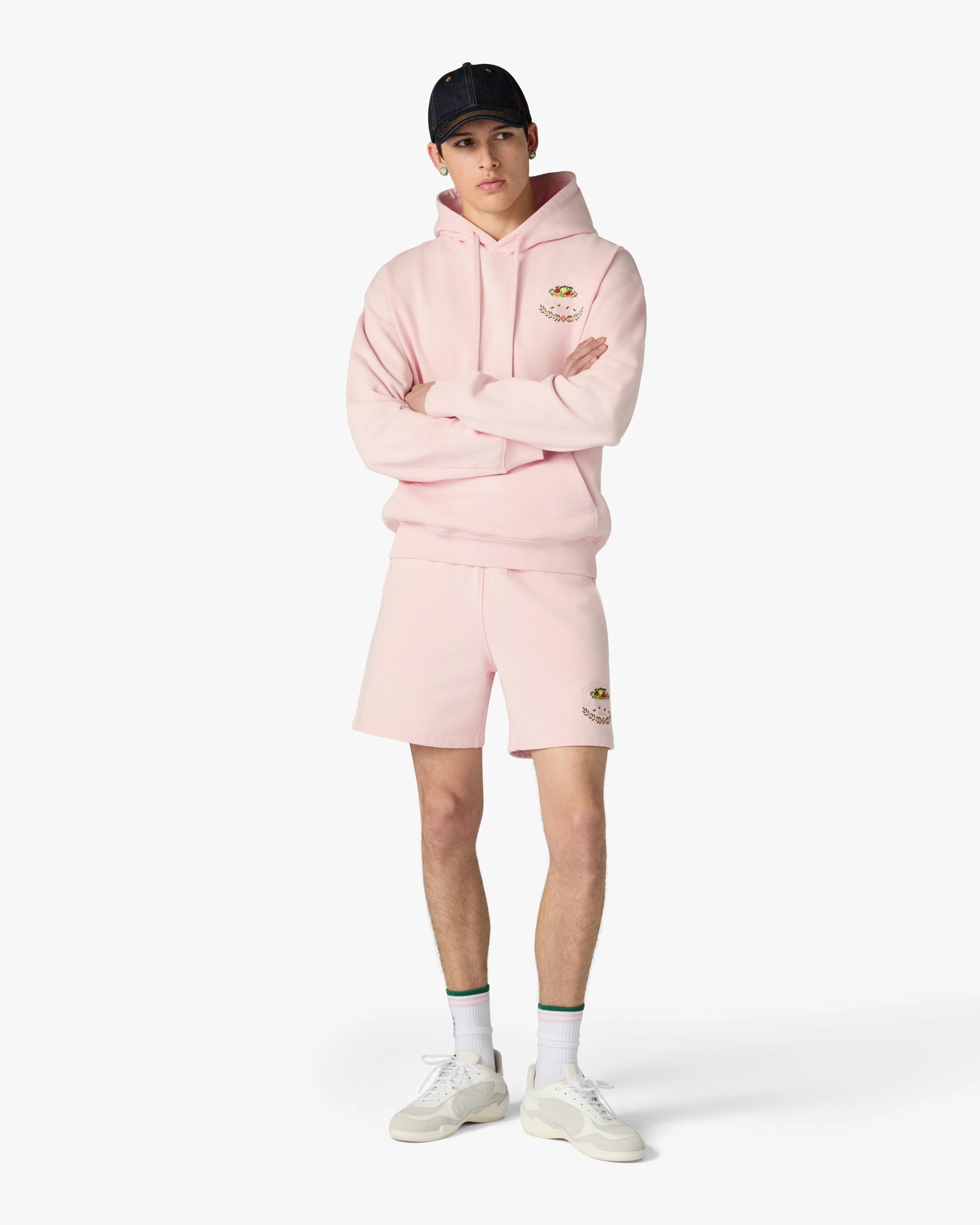 Casablanca Laduree shorts donna rosa cotone ricamato