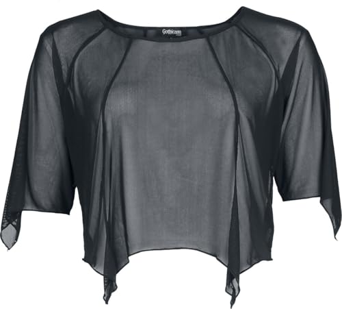 Gothicana Vailed in Darkness Bat Shape Mesh-Shirt t-shirt nera rete