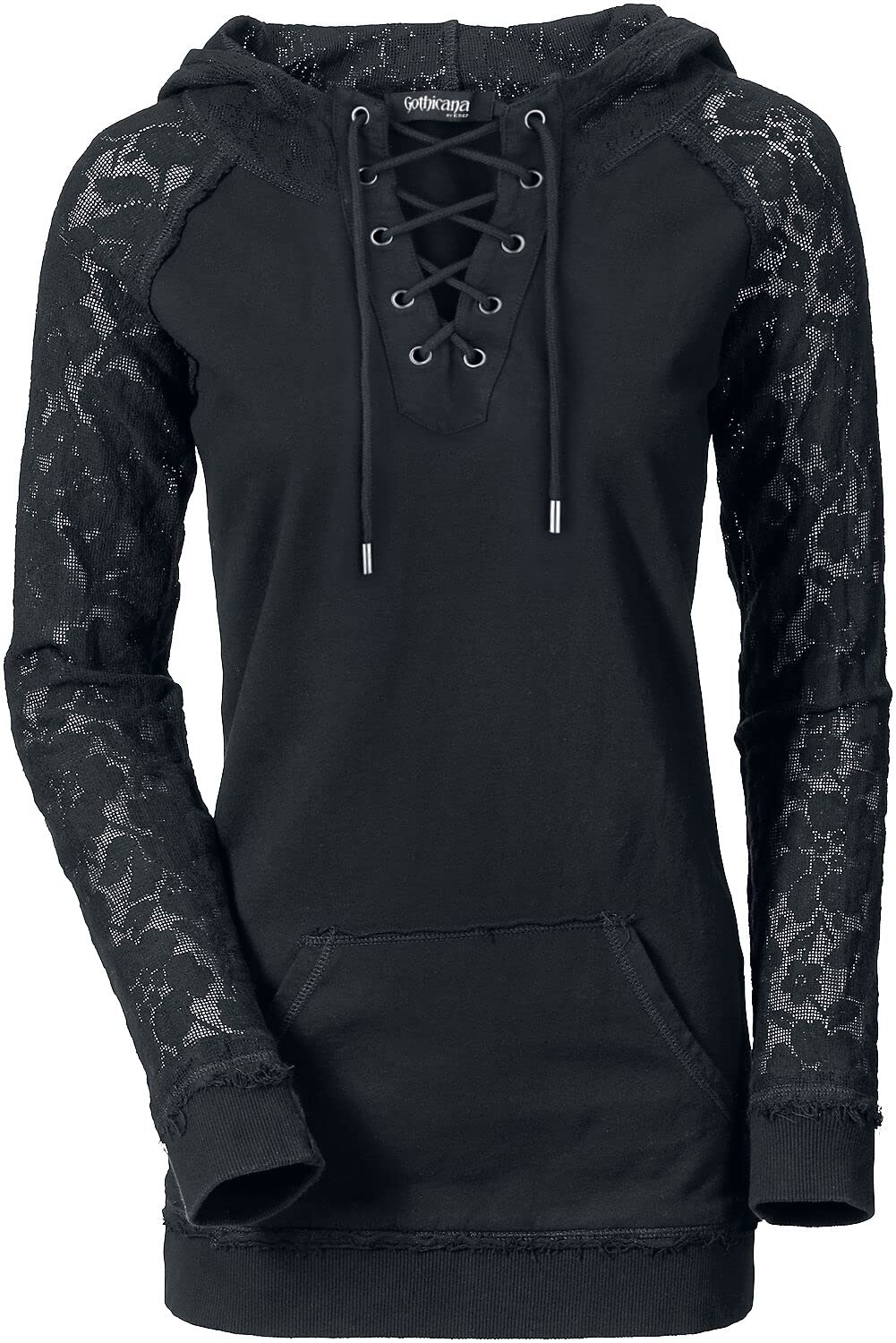 Gothicana by EMP maglione nero cappuccio pizzo taglia S