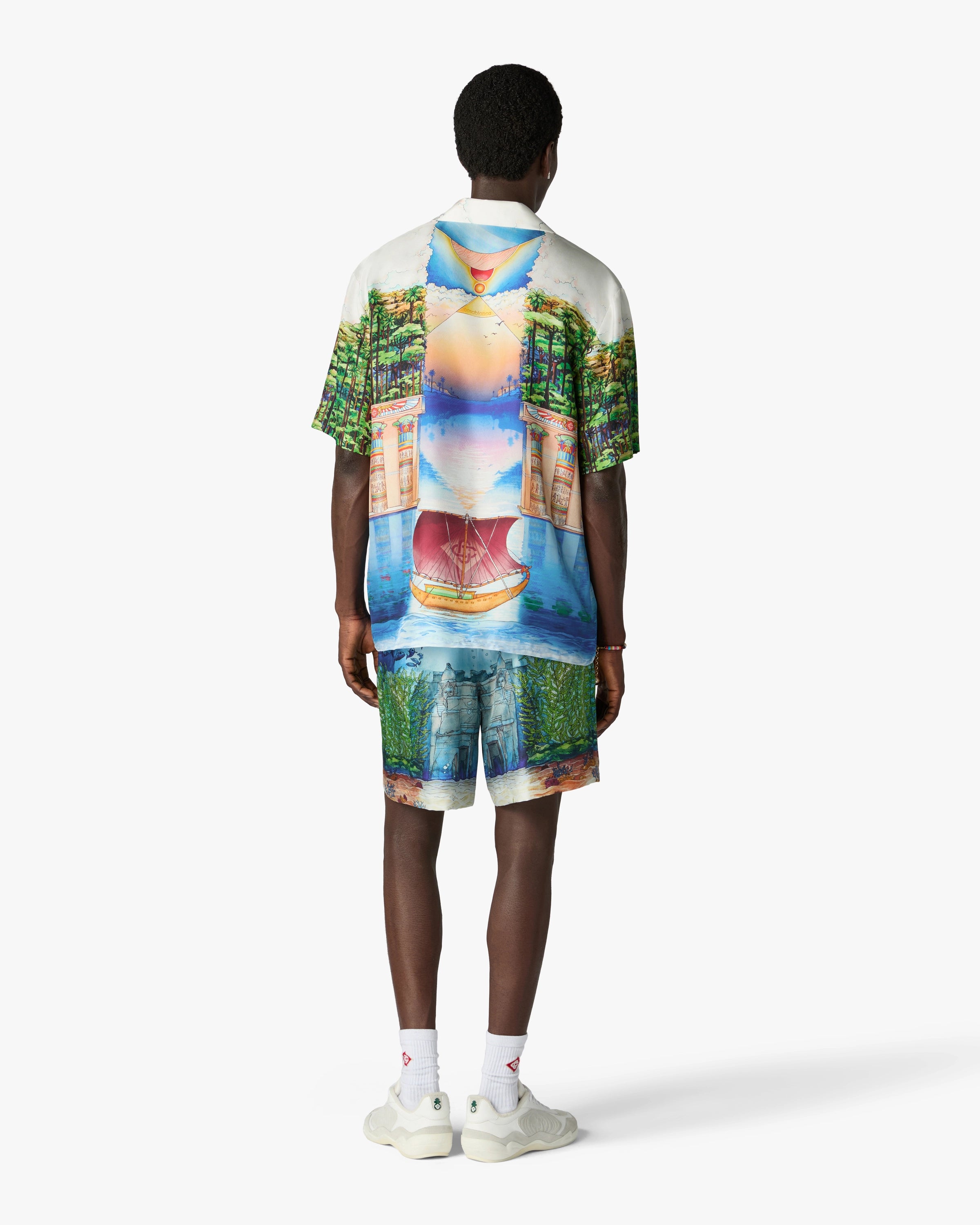 Casablanca Trompe L'Oeil camicia seta multicolore
