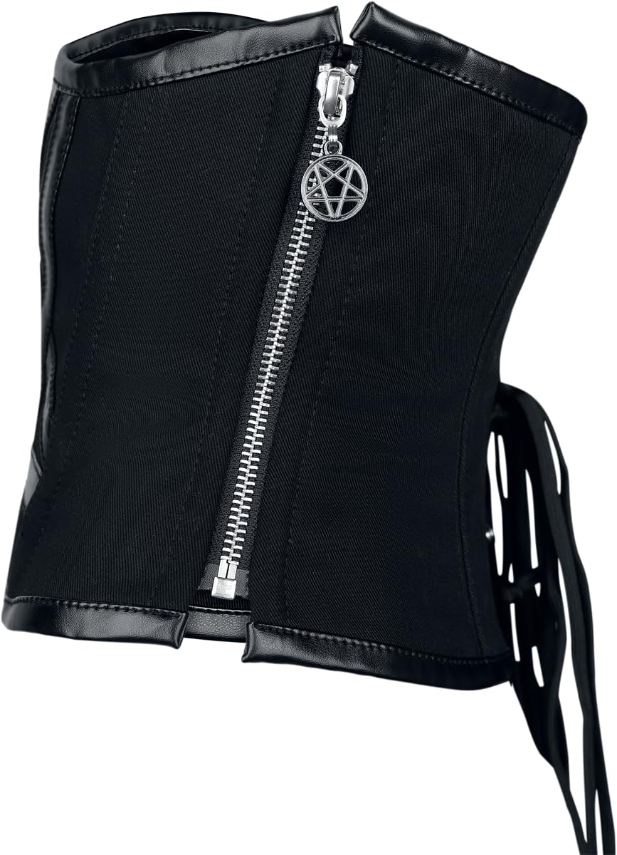 Gothicana by EMP corsetto nero pentacoli allacciato