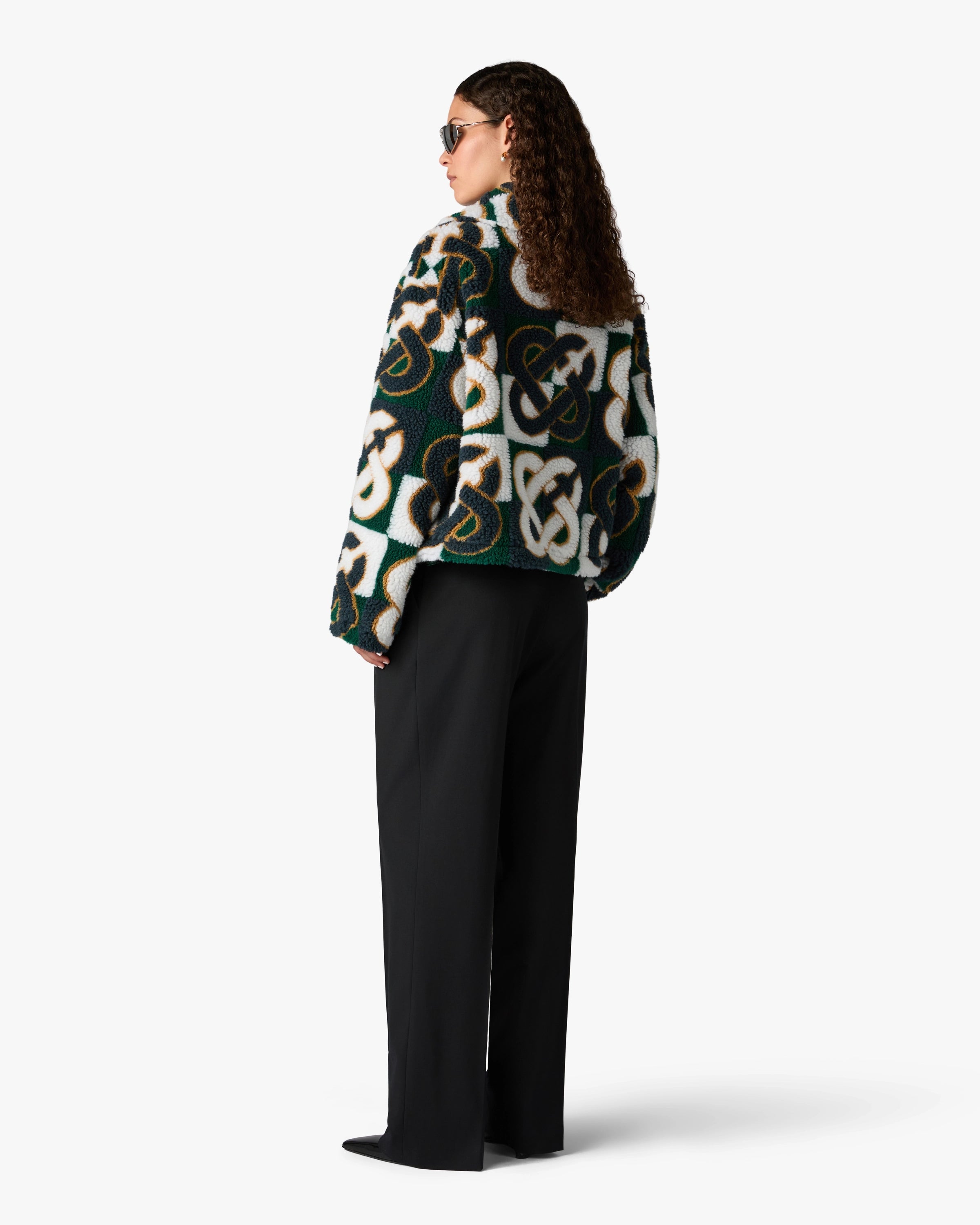 Casablanca Check Monogram giacca pile verde lana mohair