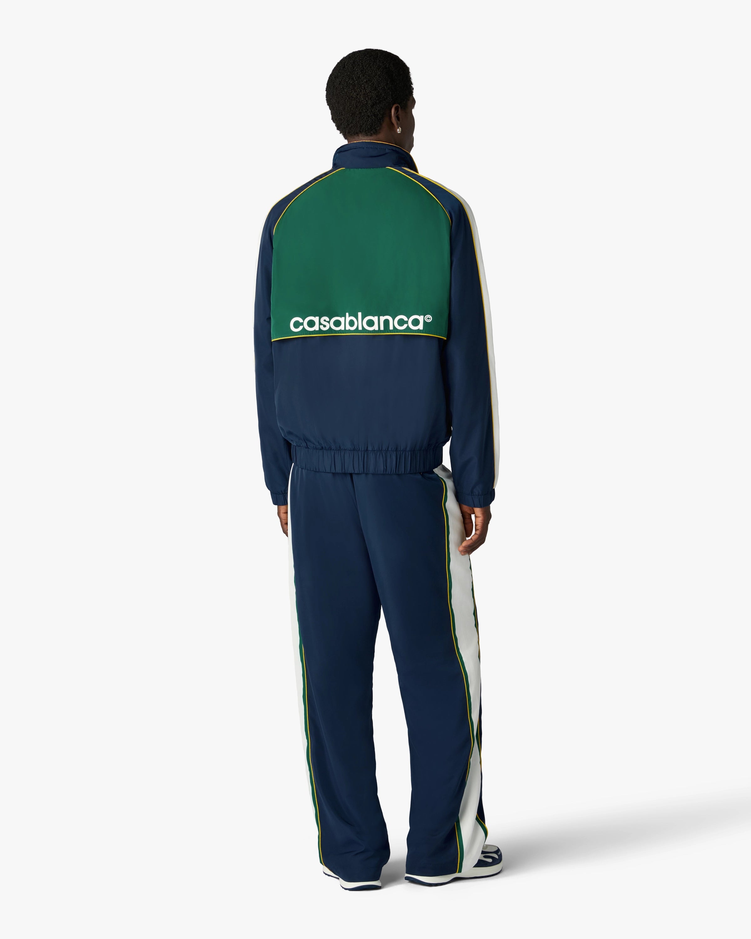 Casablanca Check Applique giacca antivento verde navy