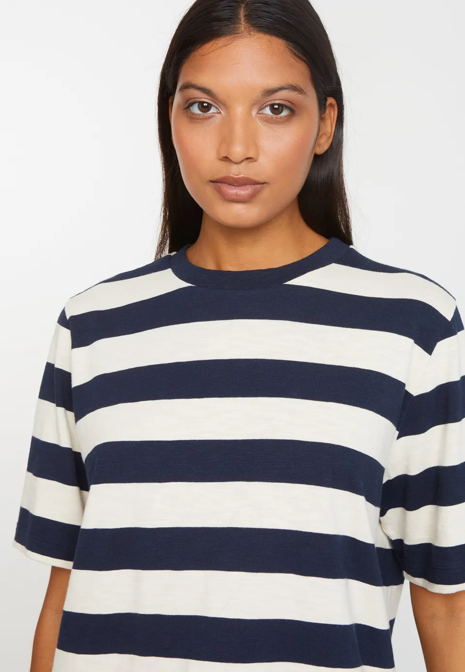 Recolution Azolla Stripes maglietta blu navy cotone bio