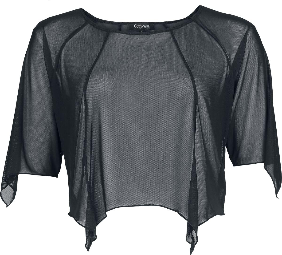 Gothicana Vailed in Darkness Bat Shape Mesh-Shirt t-shirt nera rete
