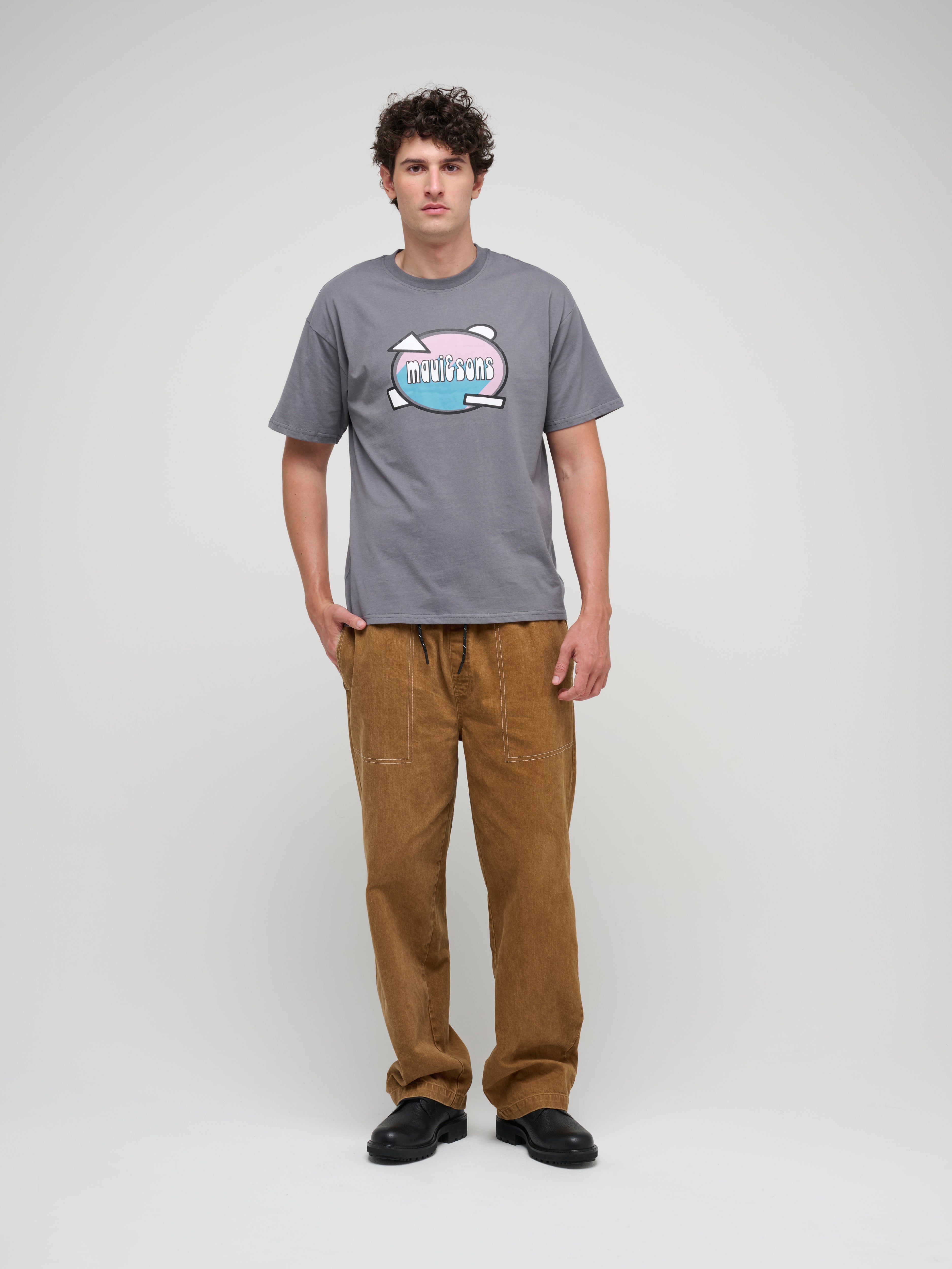 Maui and Sons Move Boxy t-shirt grigia in cotone