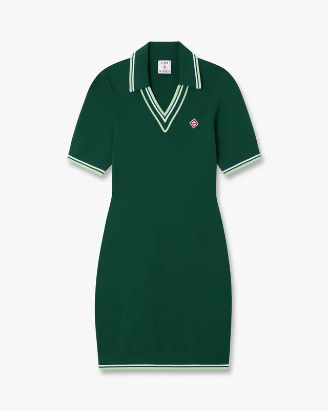 Casablanca V-Neck Polo mini abito verde viscosa