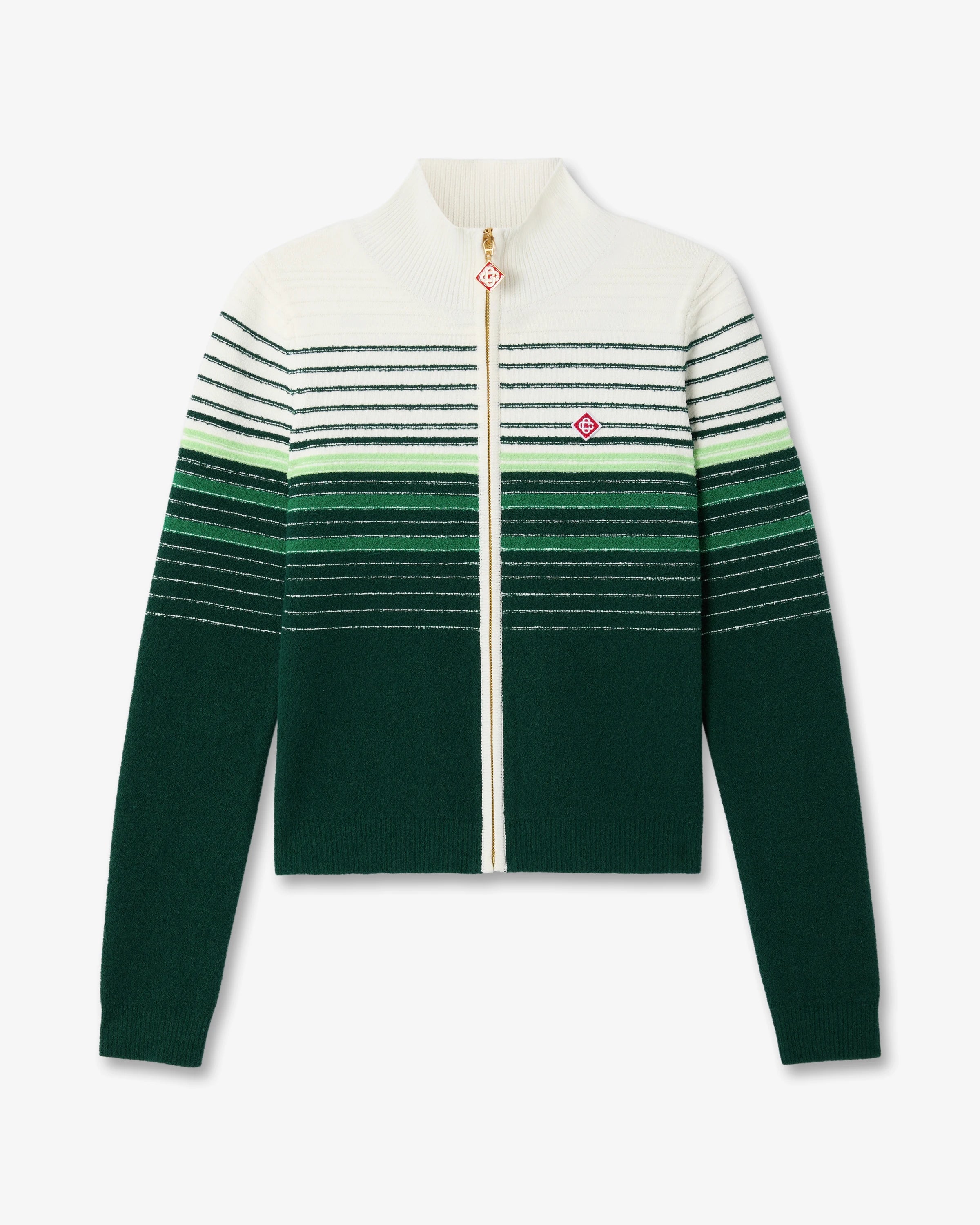 Casablanca Boucle Stripe giacca zip bianco verde vestibilità comoda
