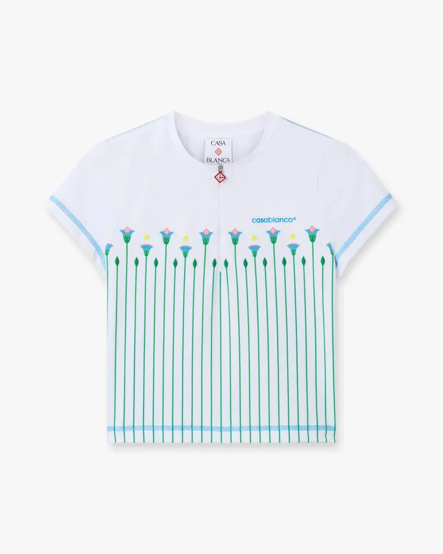 Casablanca White Floral Stripe top tennis bianco zip