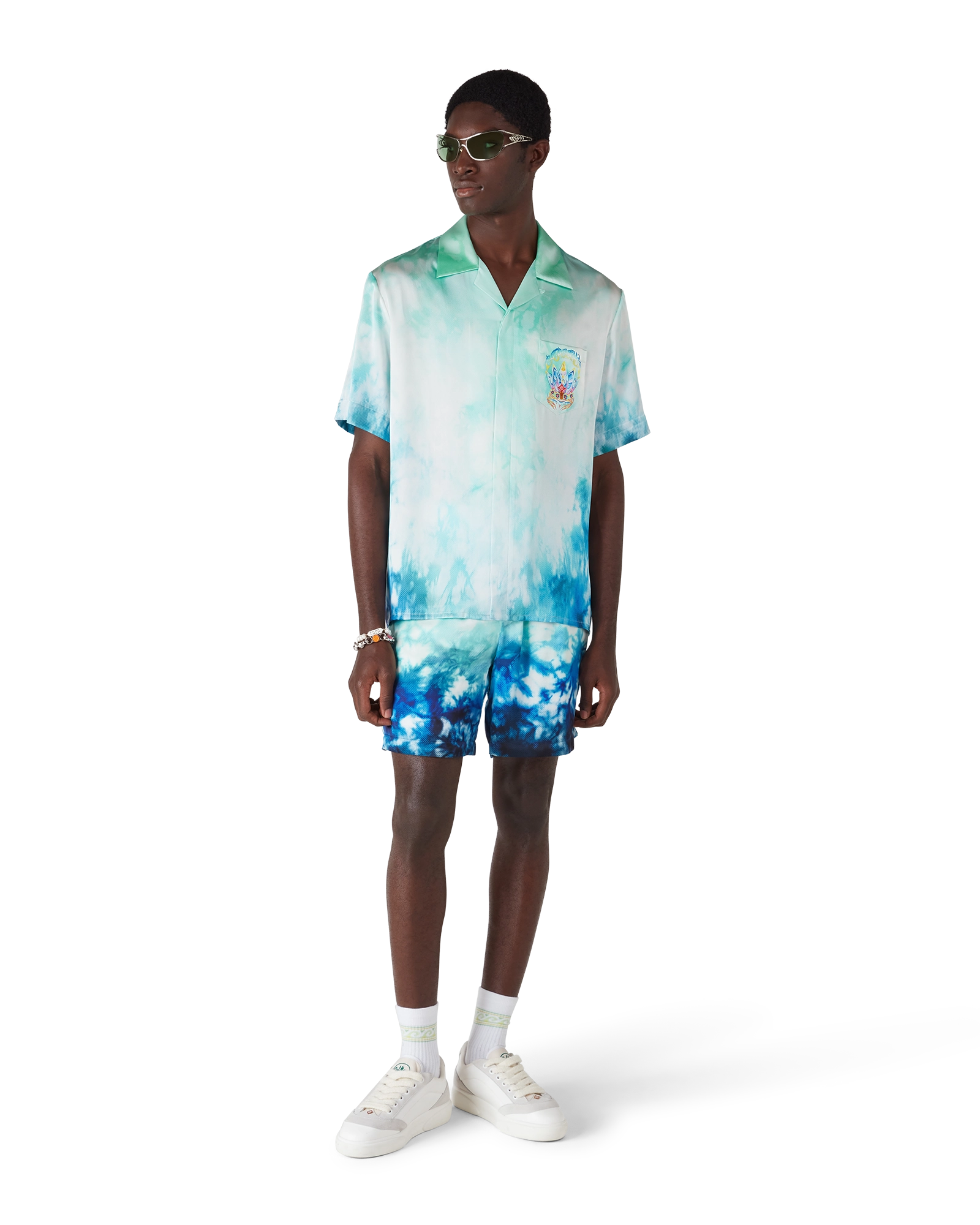 Casablanca Surf Lotus shorts seta blu multicolore