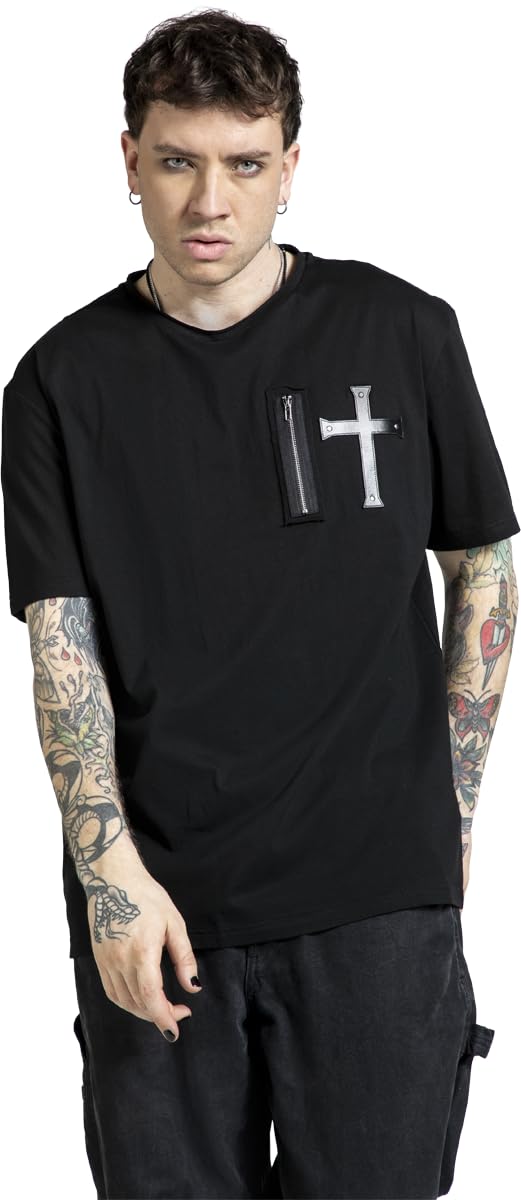 Gothicana by EMP T-Shirt Croce Zip Nera L cotone