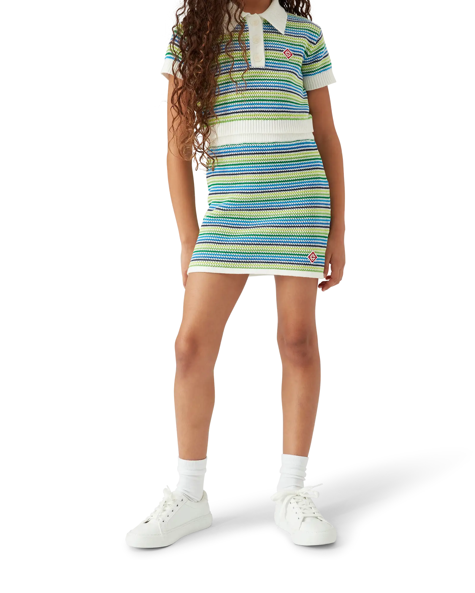 Casablanca Children Stripe gonna bimba verde cotone