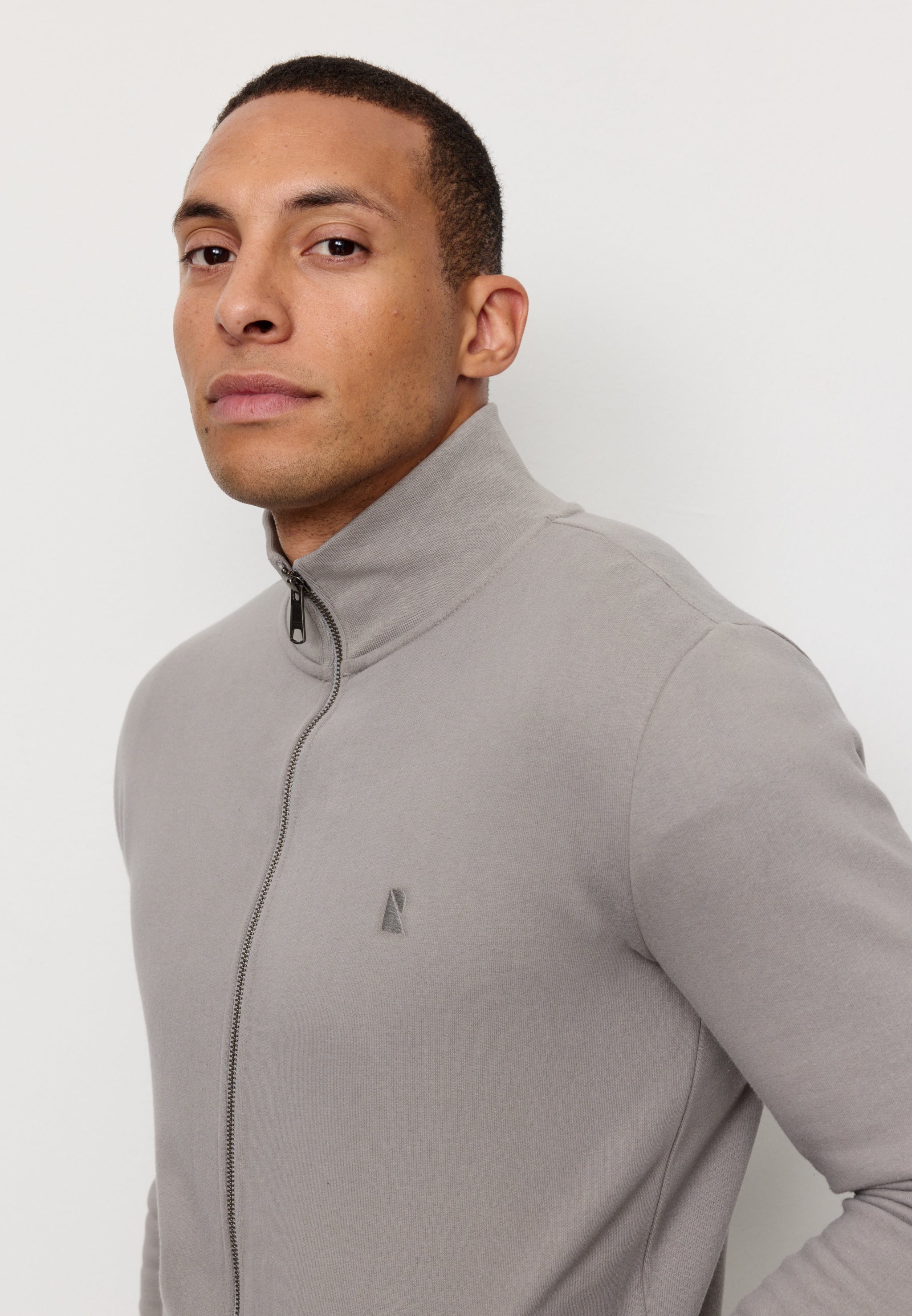 Recolution Camphor felpa zip greige cotone bio
