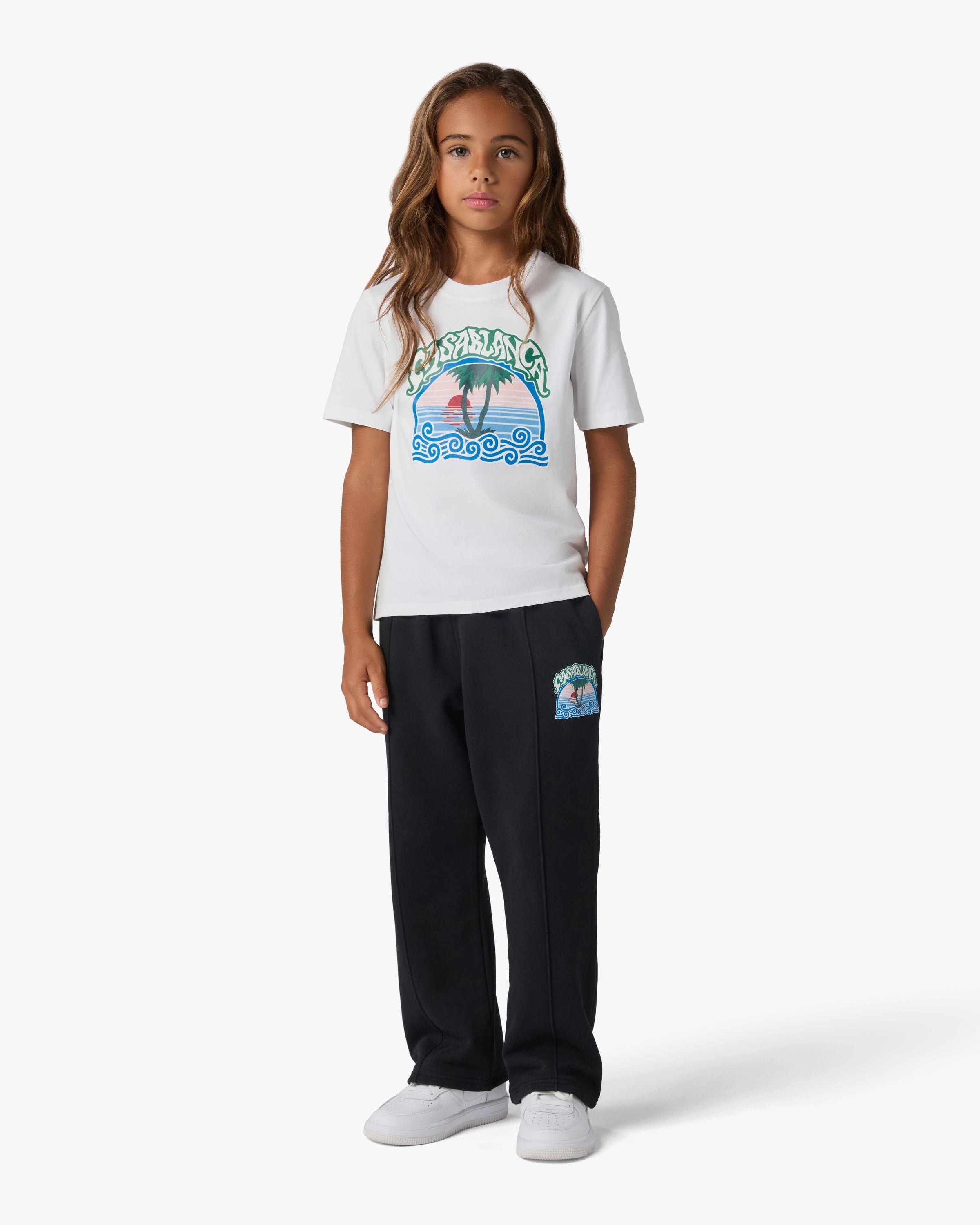 Casablanca Palm Tree pantaloni tuta neri bambino cotone bio